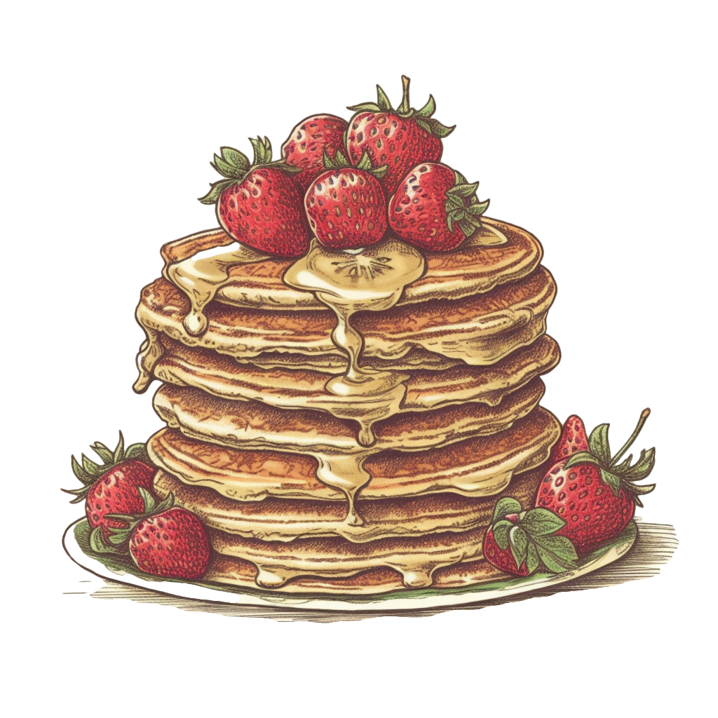 Retro Strawberry Banana Pancake Graphic Material