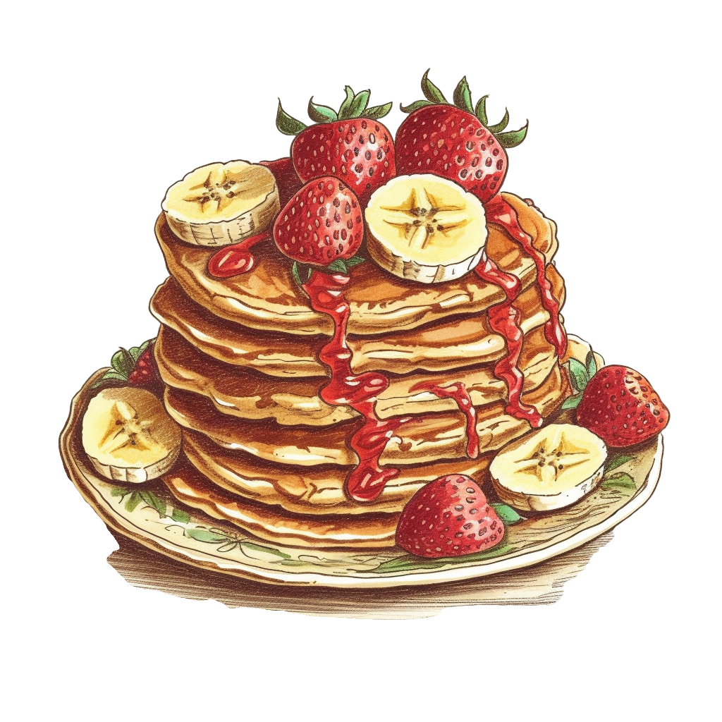 Retro Strawberry Banana Muffin Illustration Design