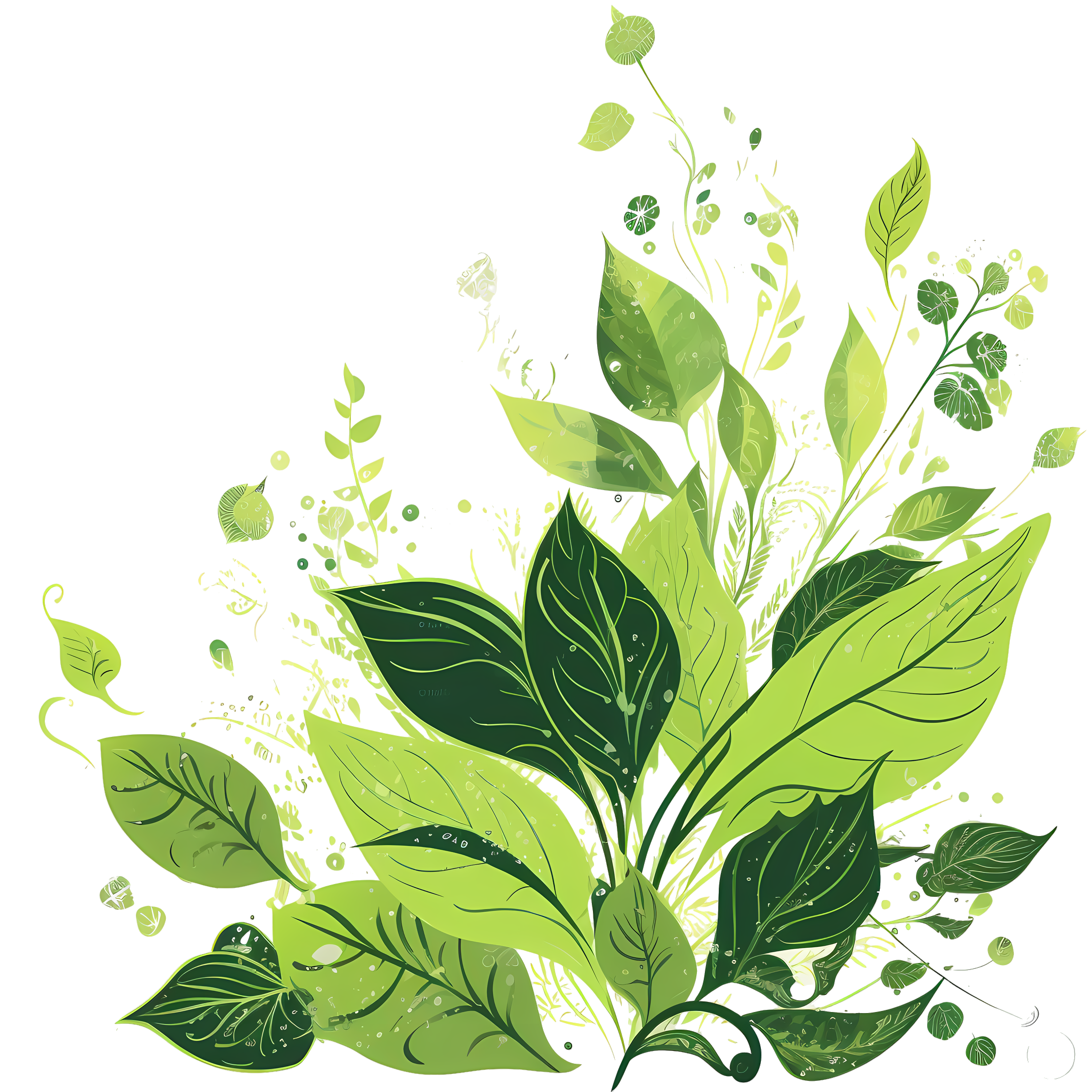 Vibrant green fresh plant illustration of spring