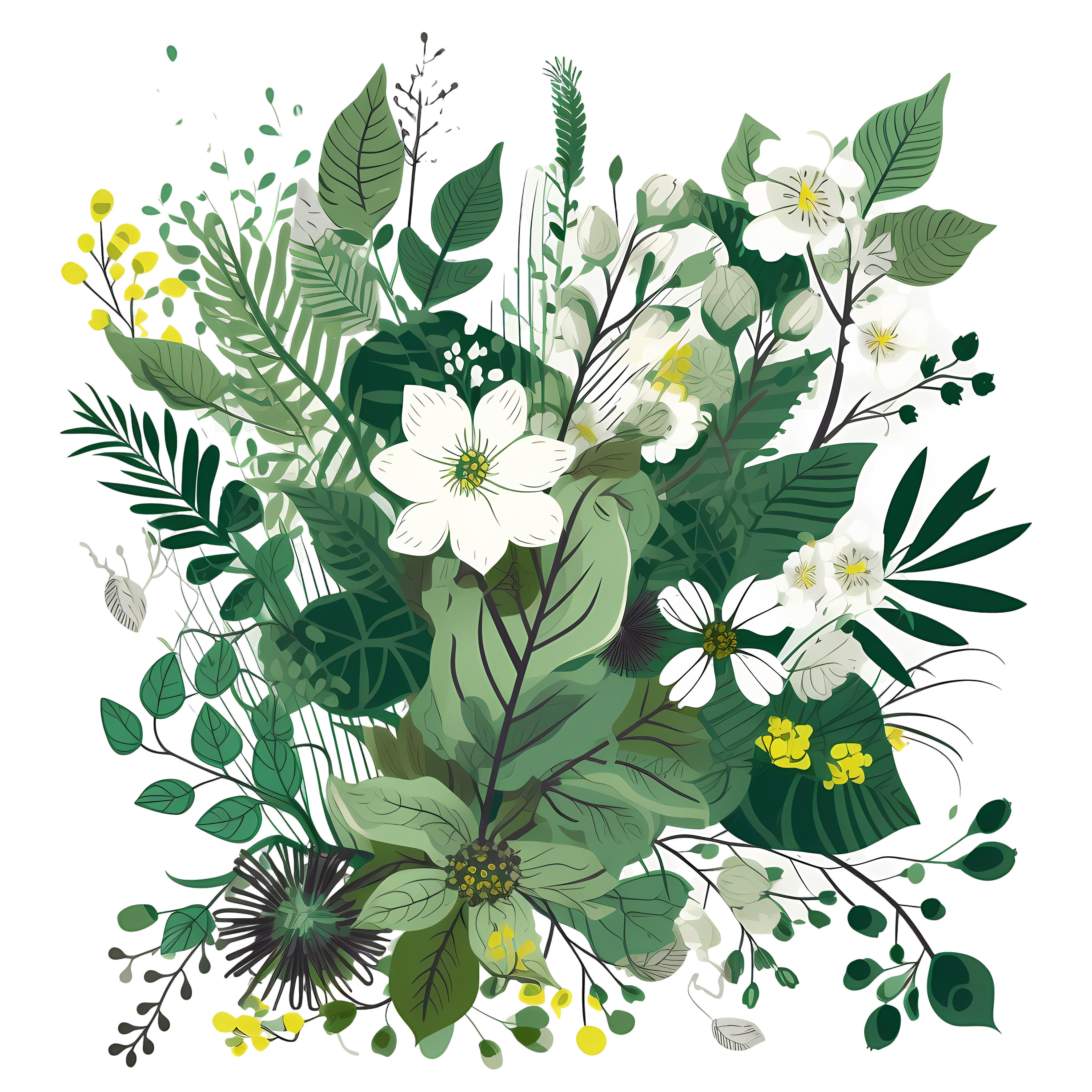 Vibrant green plant illustration PNG material