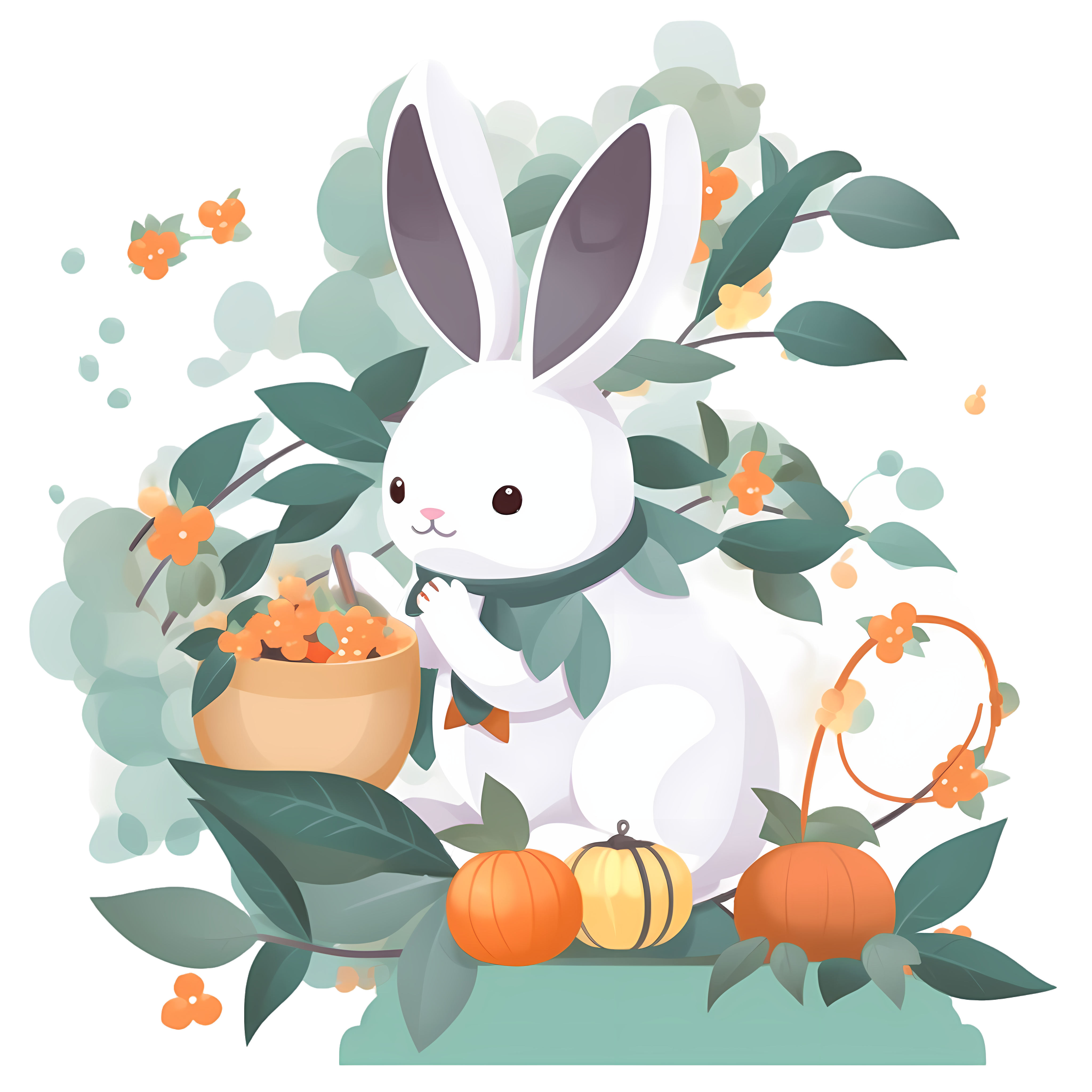 Mid-Autumn Festival Jade Rabbit Picking Osmanthus Illustration PNG