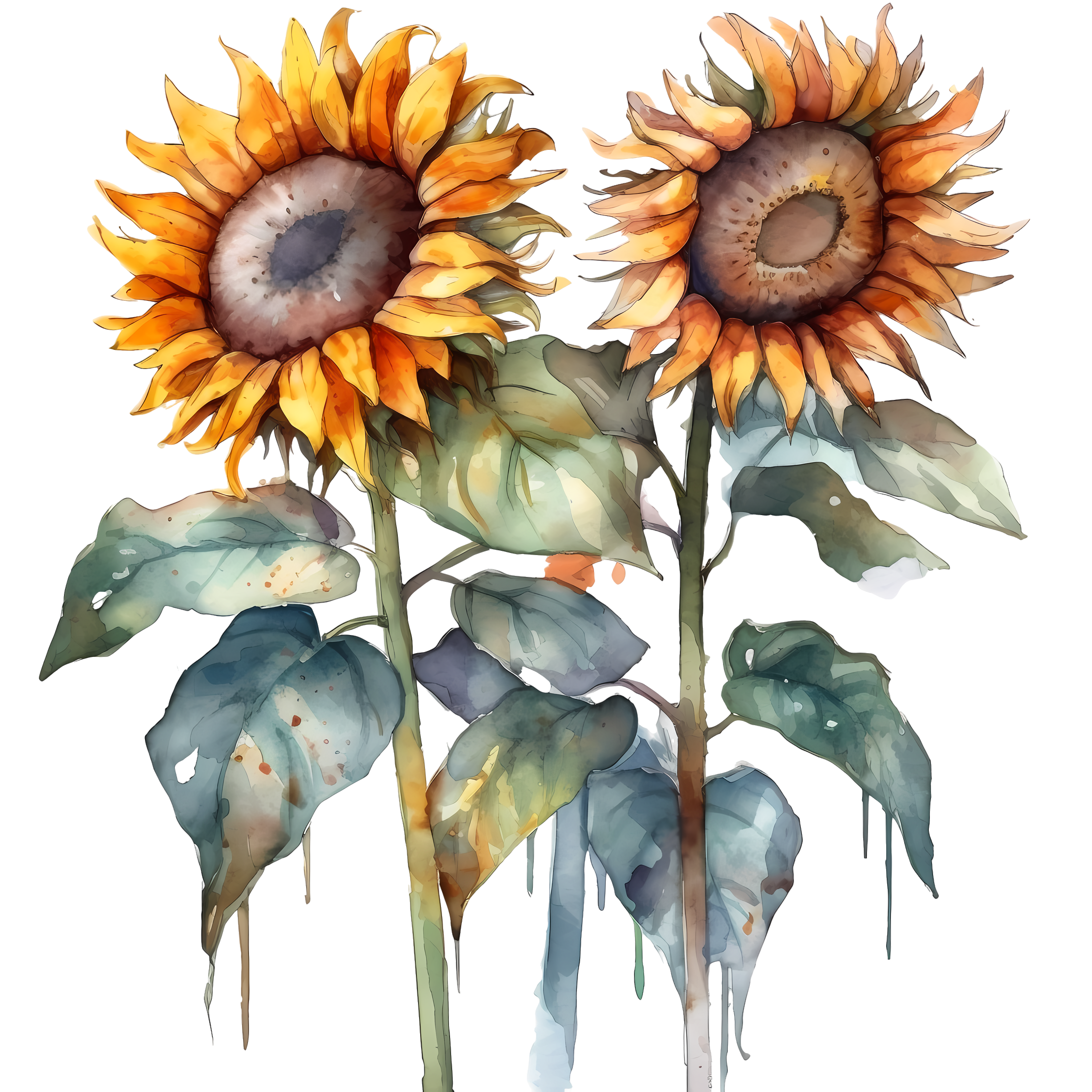 Aesthetic sunflower illustration for commercial use