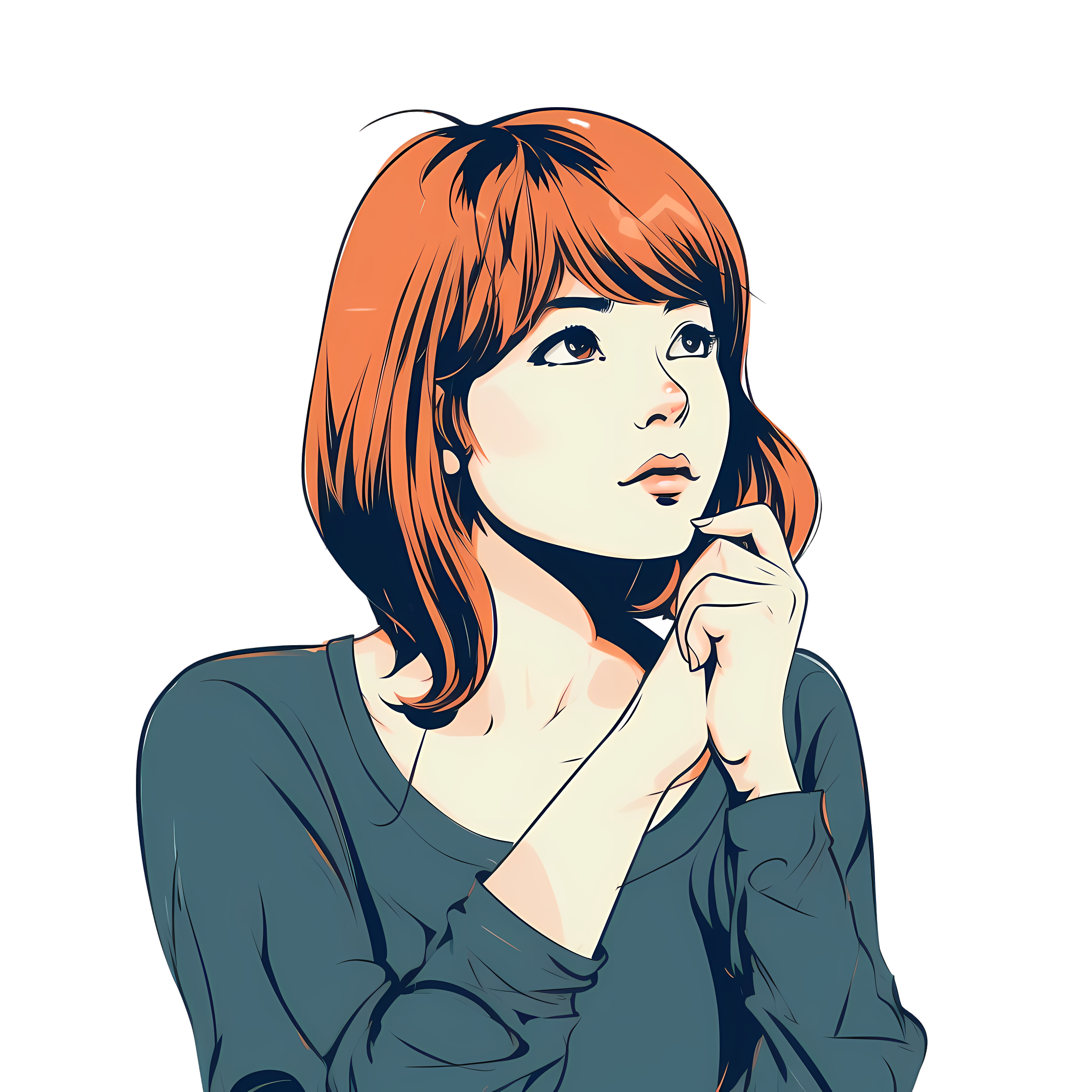 Vector illustration of a girl in thought