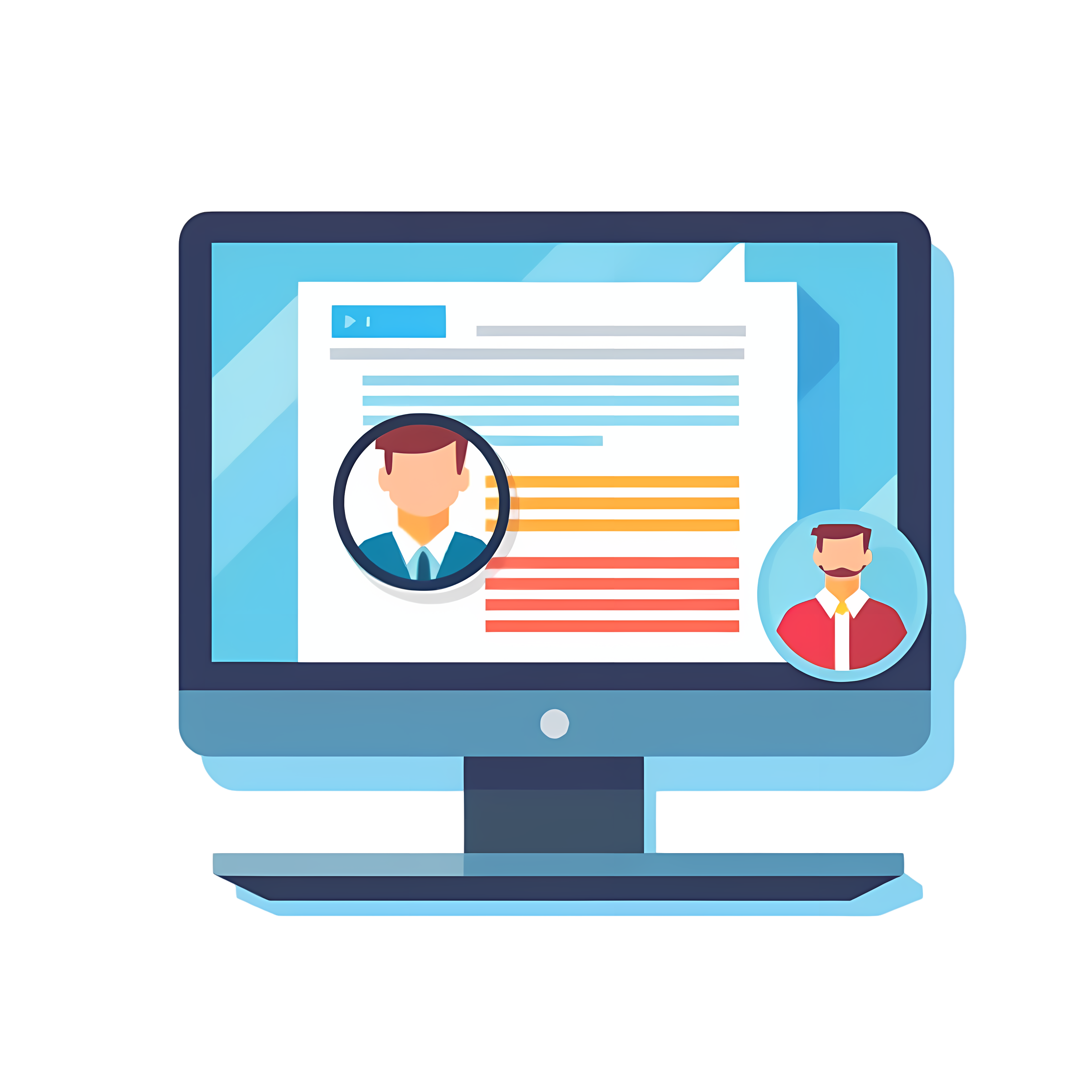 Desktop computer to view job seekers' resume materials