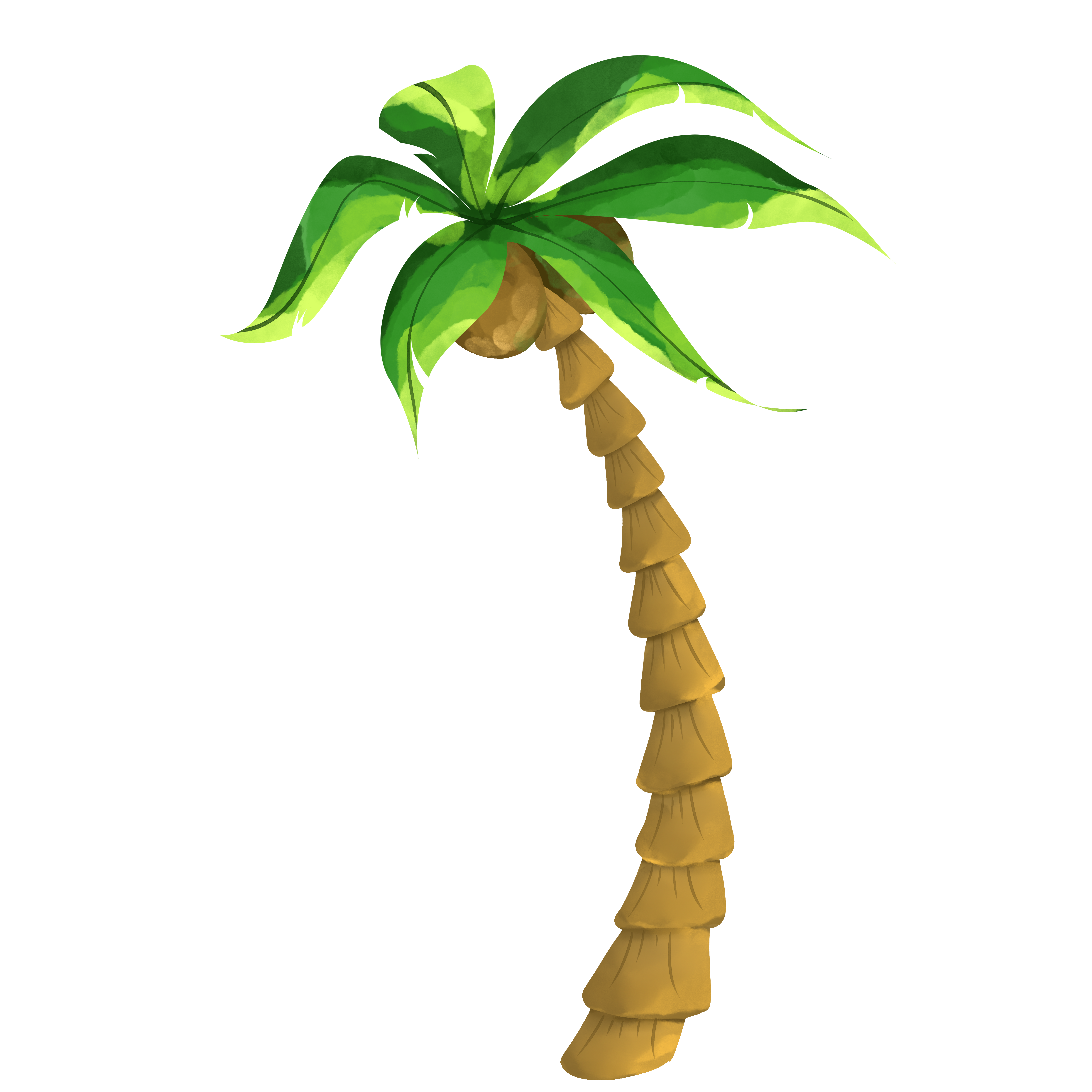 Hand-drawn summer coconut tree commercial png illustration
