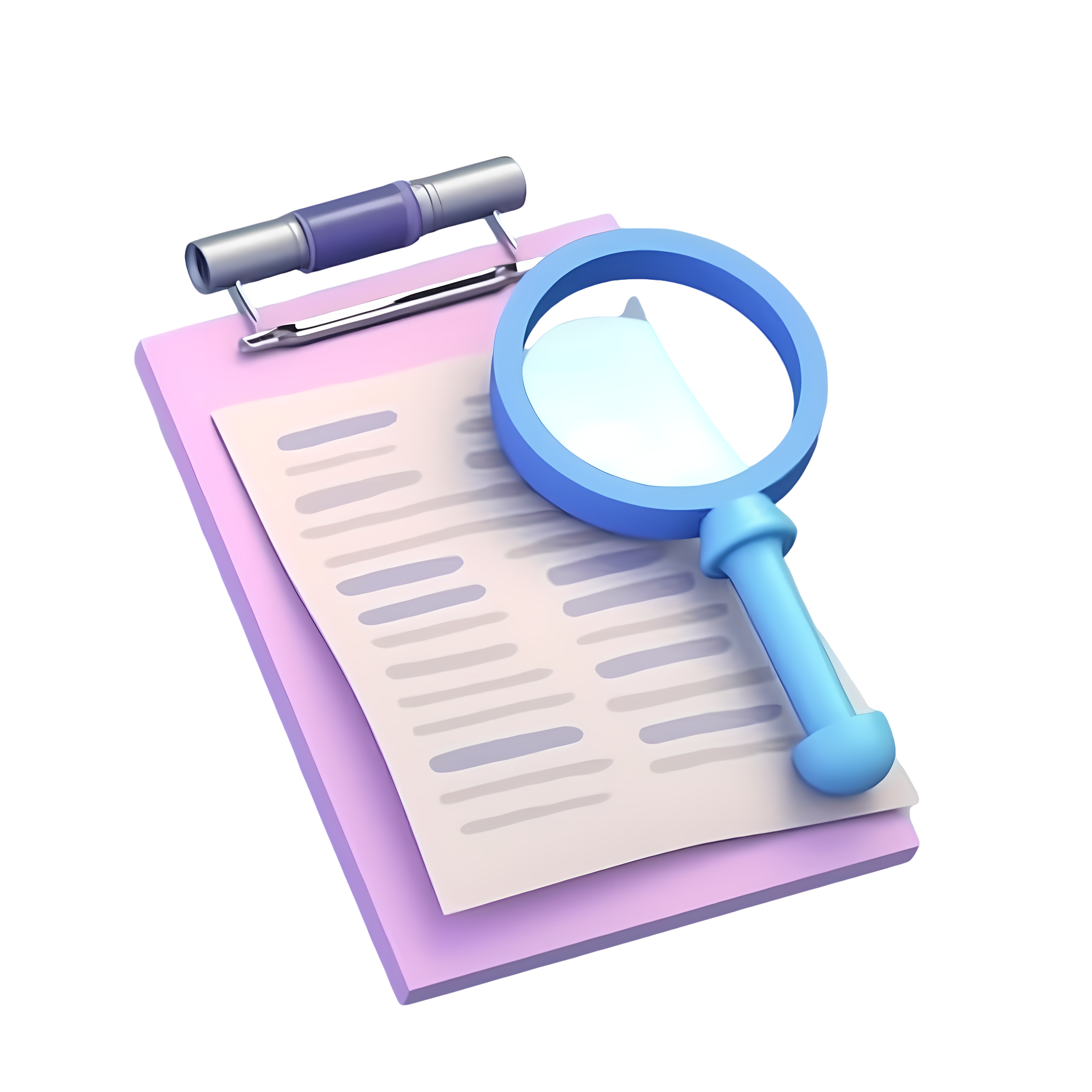 Hand-drawn blue magnifying glass resume commercial material