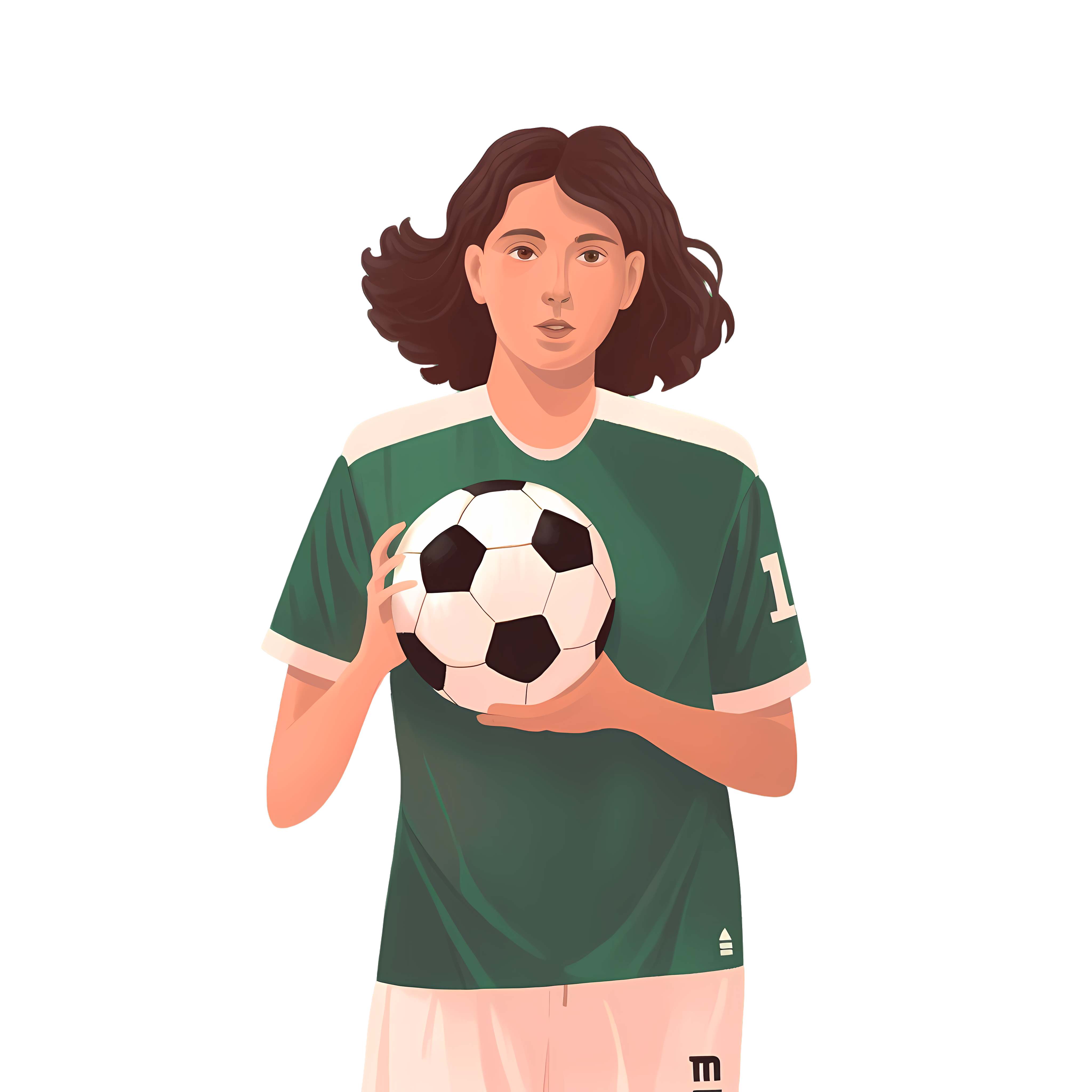 Illustration design of a woman holding a soccer ball