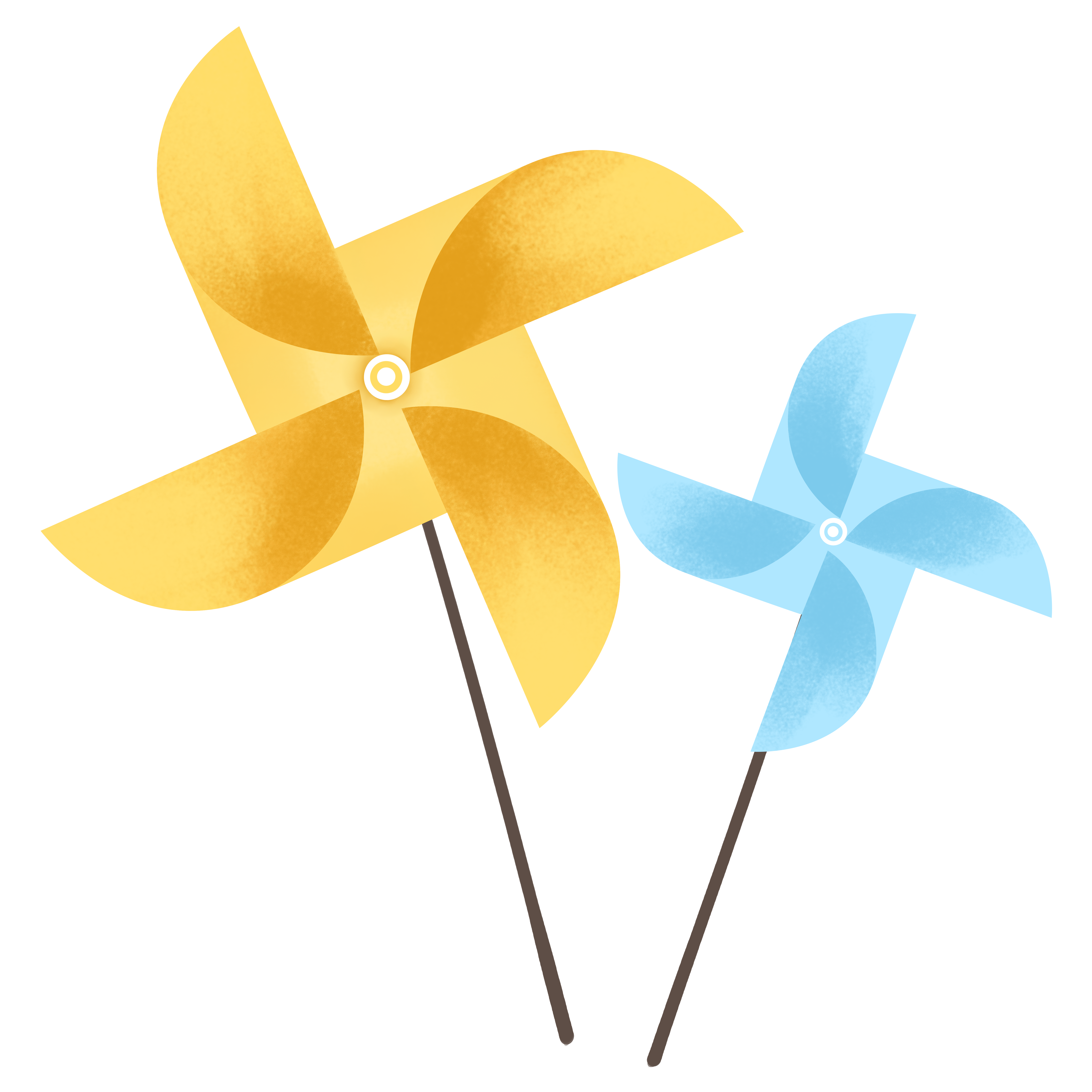 Cartoon 3D yellow and blue windmill illustration