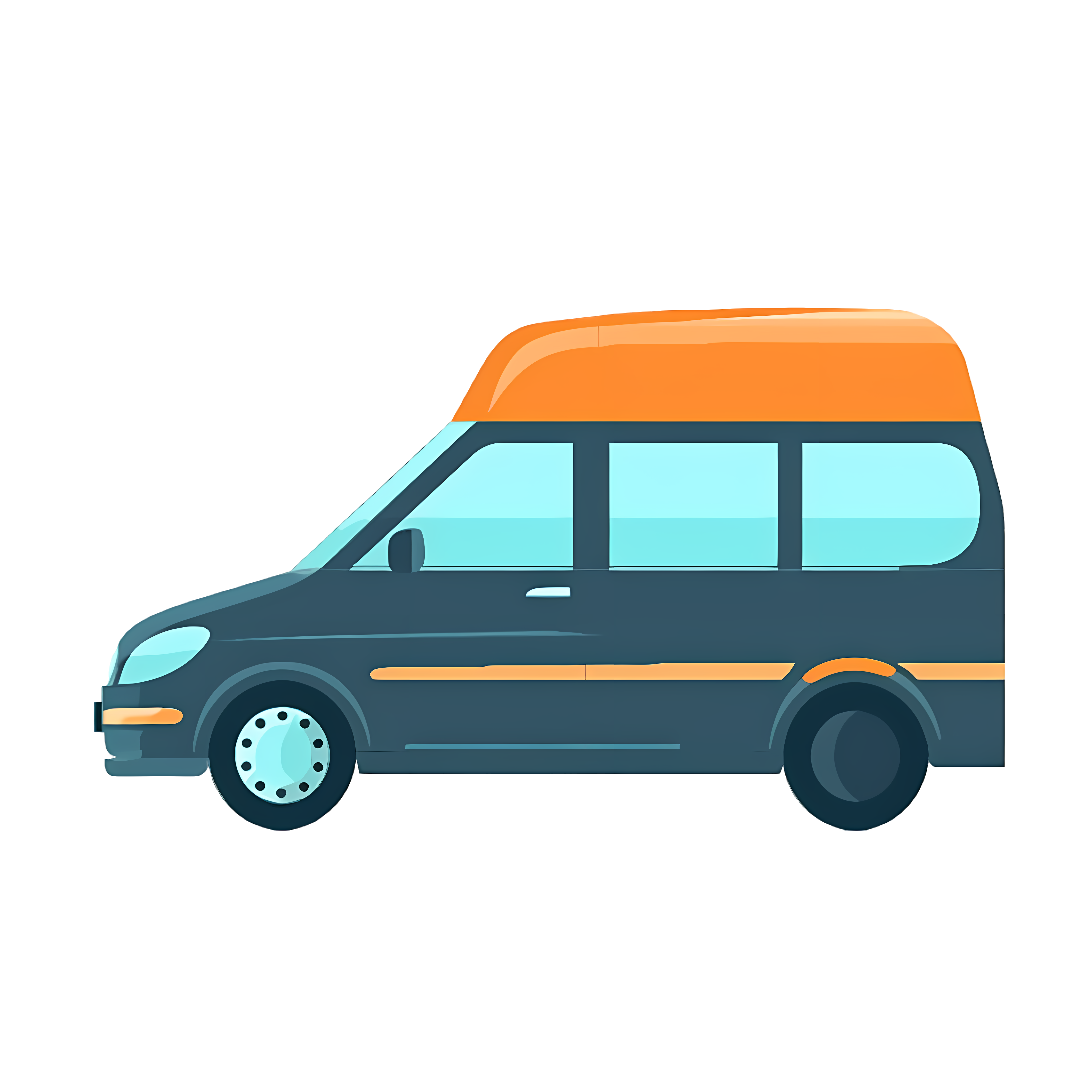 Hand-drawn deep blue RV commercial illustration