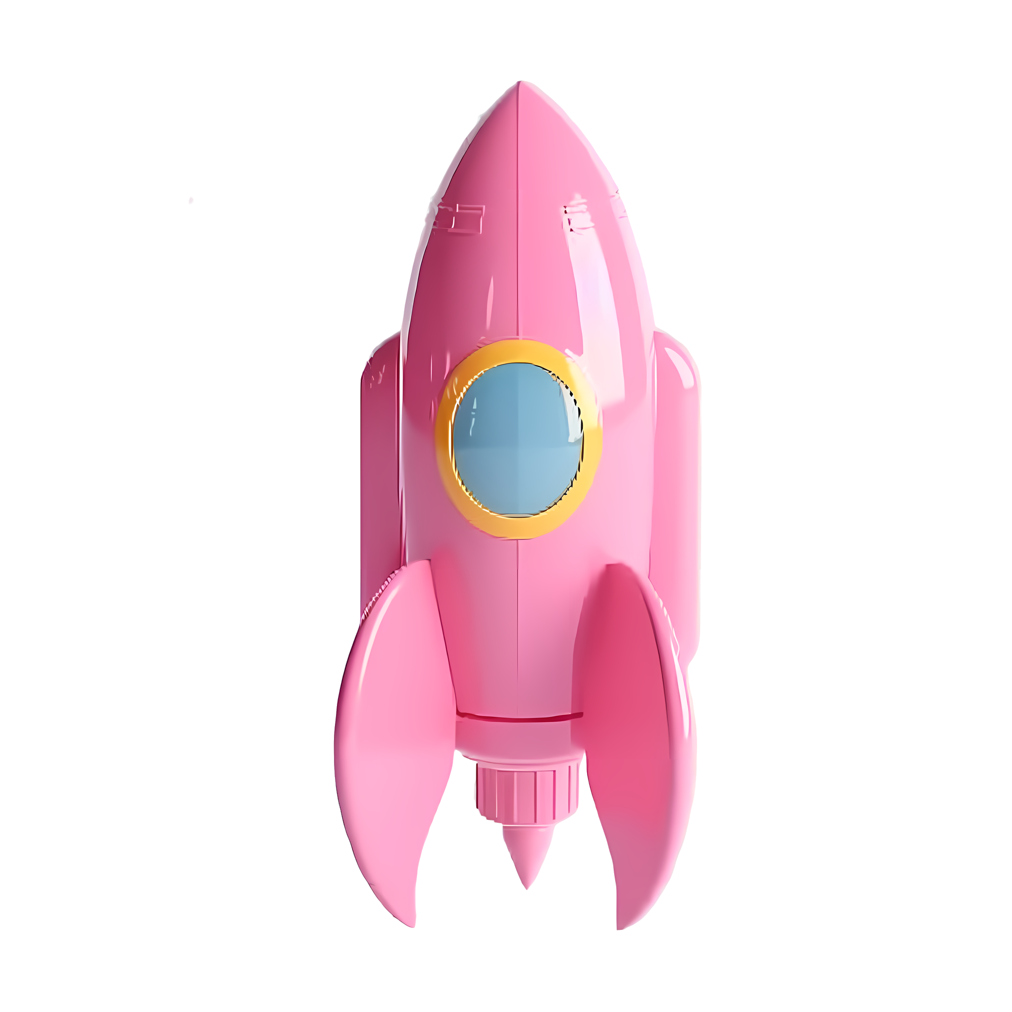 Children's toy pink rocket 3D illustration