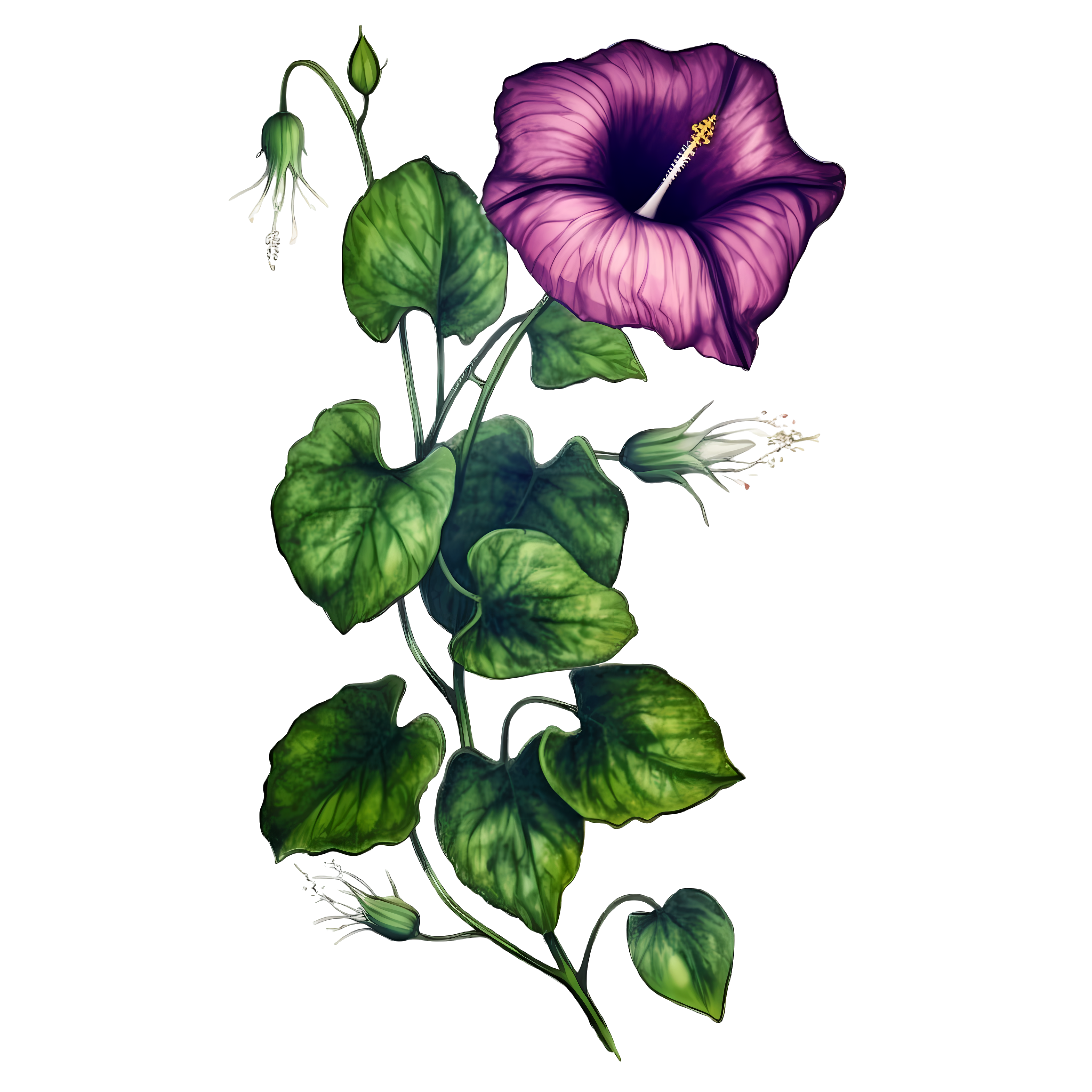 High-definition graphic design material in morning glory ink style