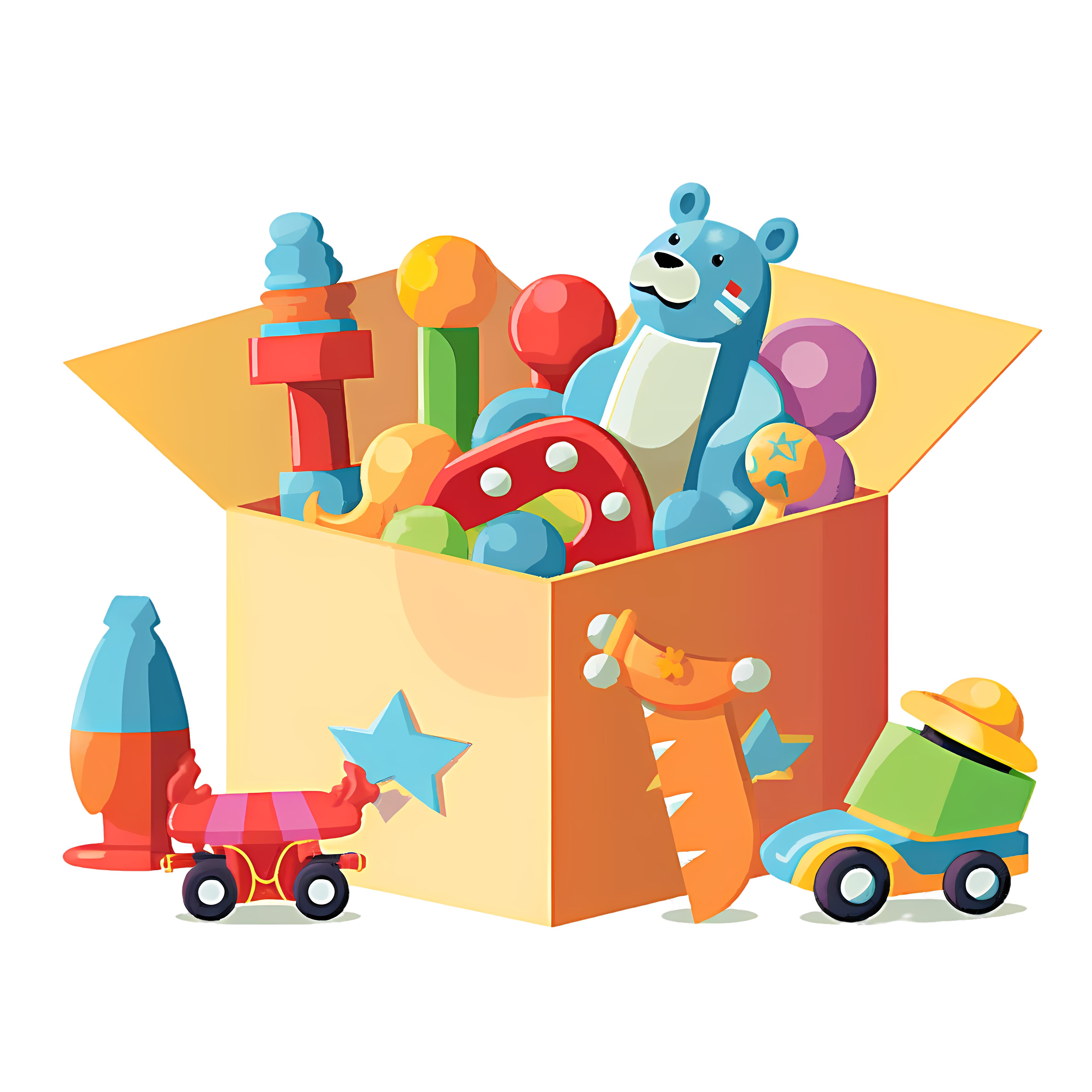 A full box of toy PNG graphic materials