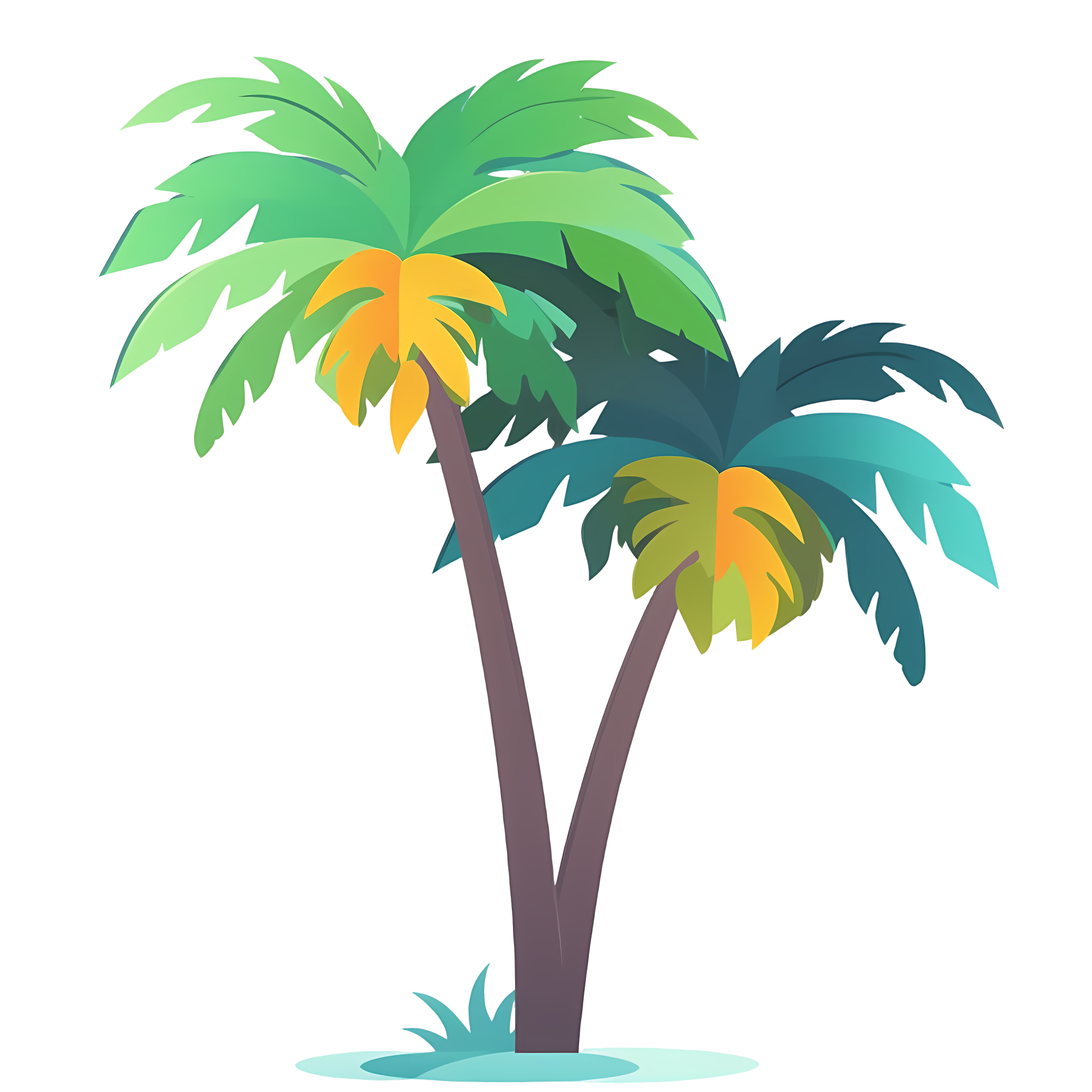 Transparent background high-definition coconut tree illustration material