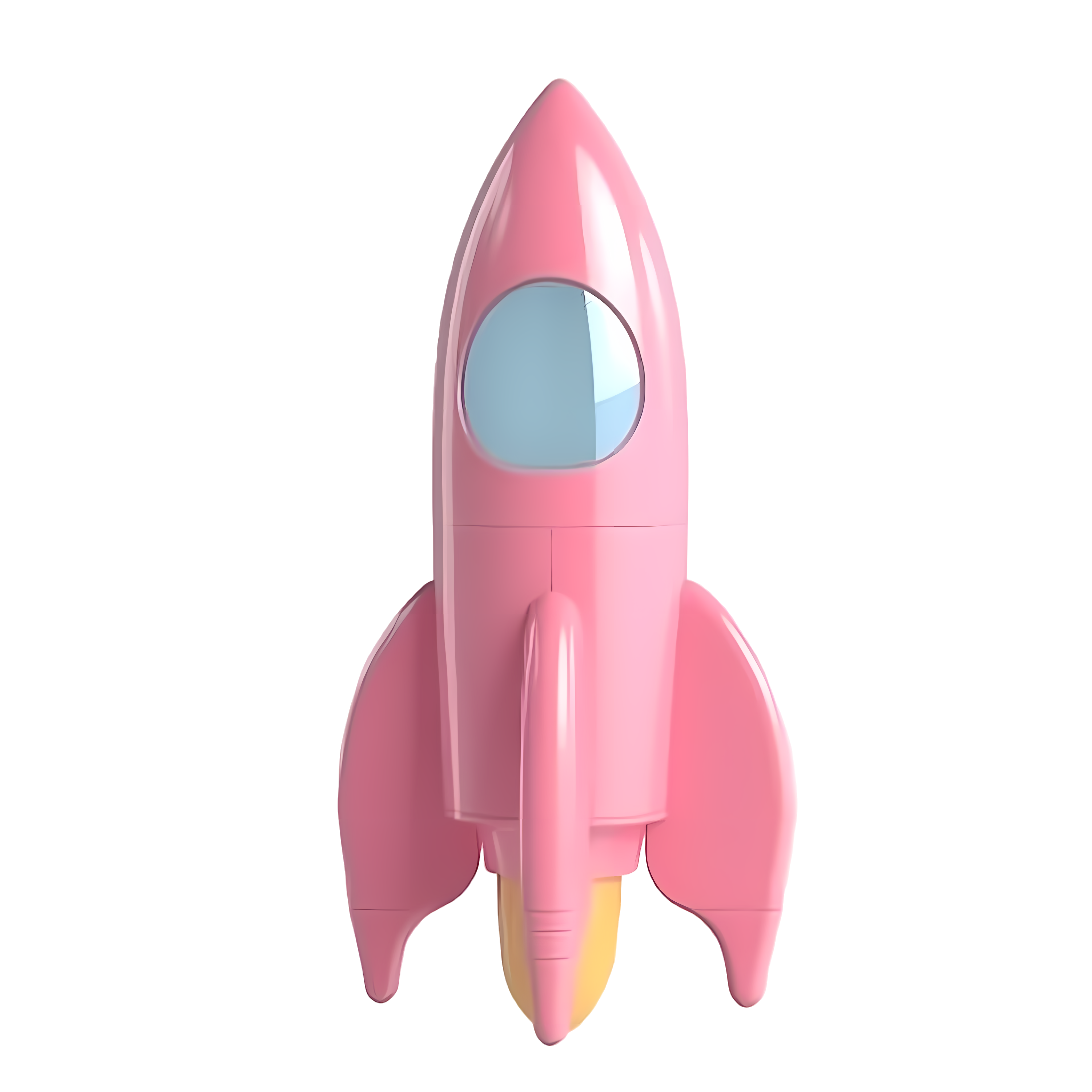 Creative design element of a pink rocket full of childlike fun
