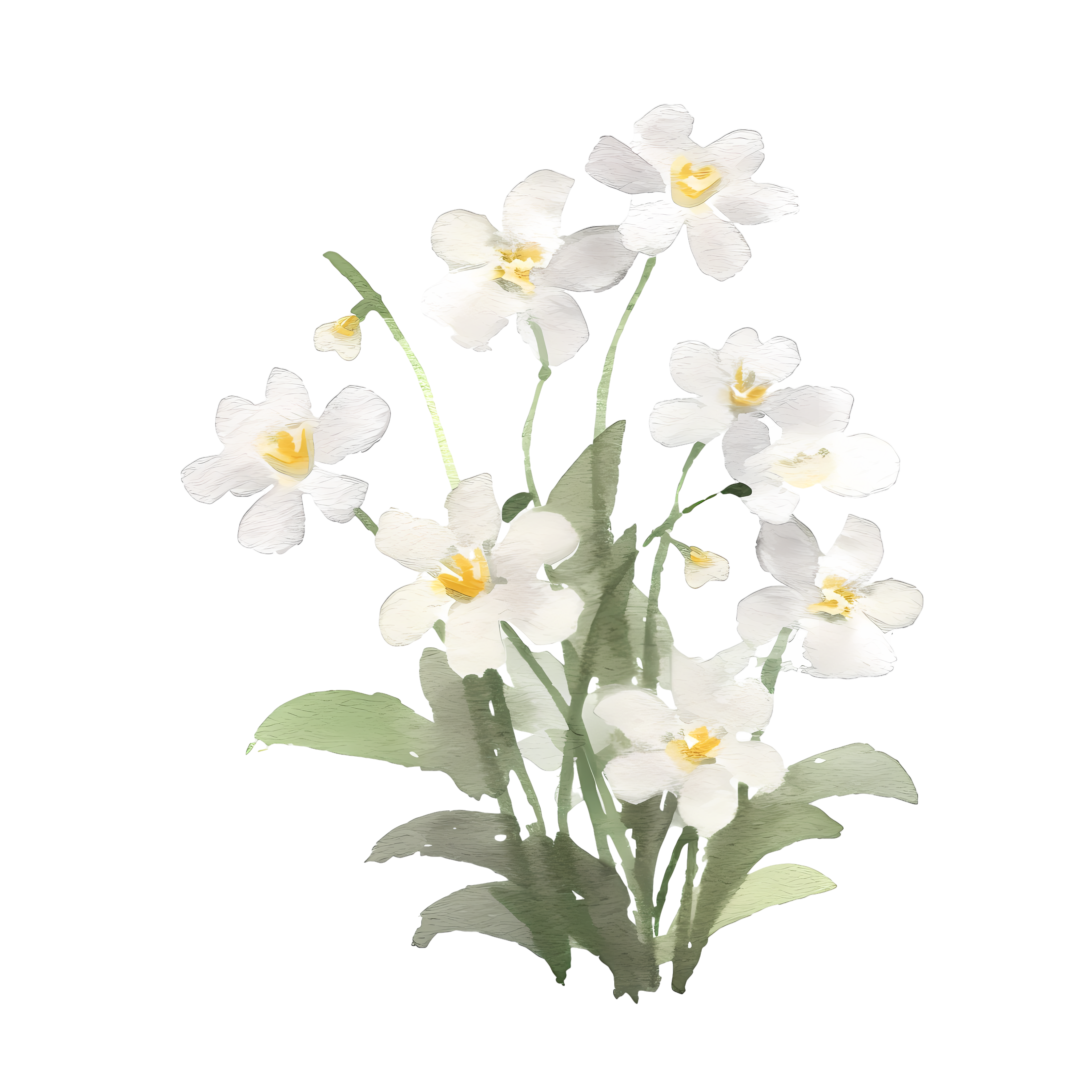 Elegant watercolor hand-painted white floral material image