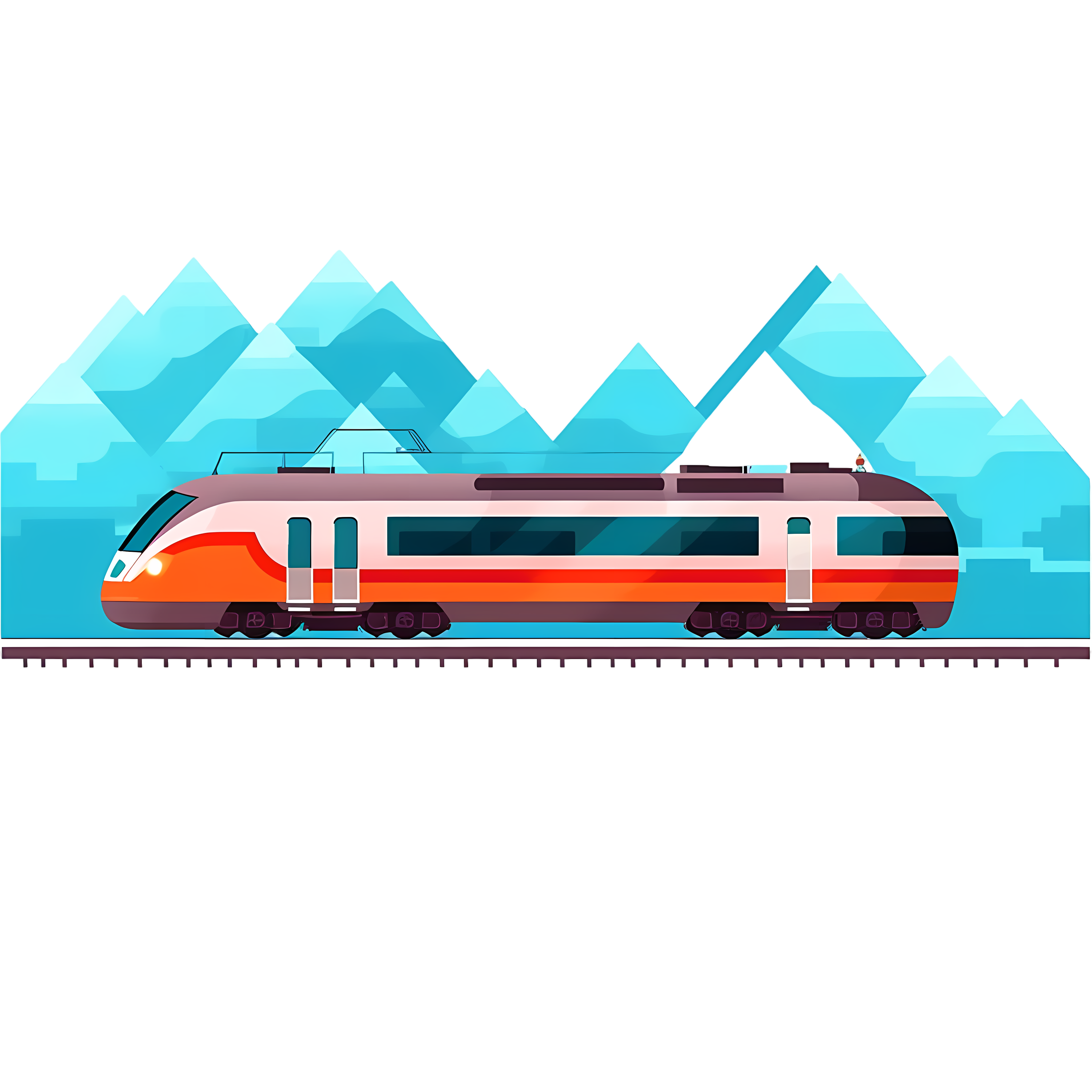 High-tech feeling train illustration materials