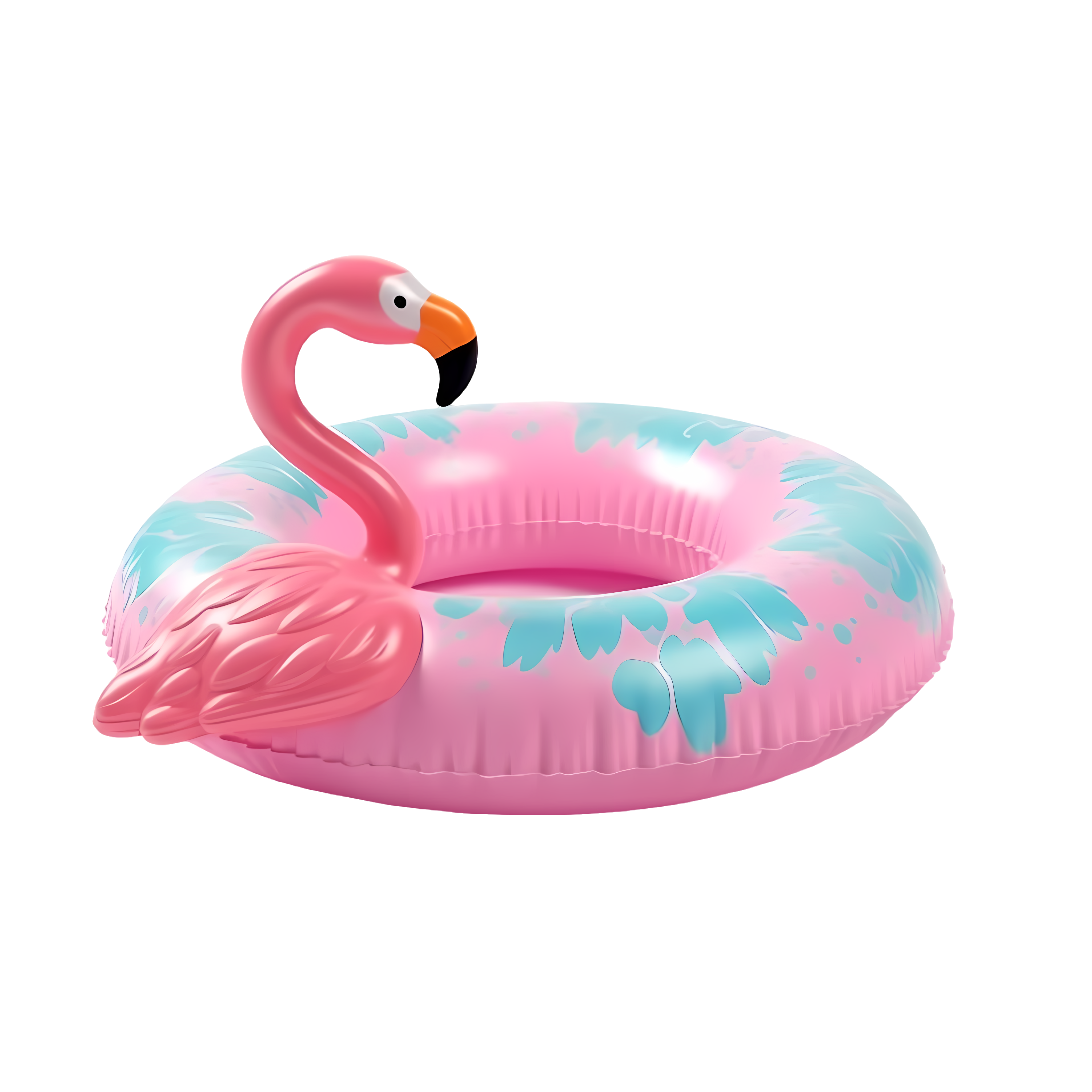 Pink flamingo swimming ring illustration