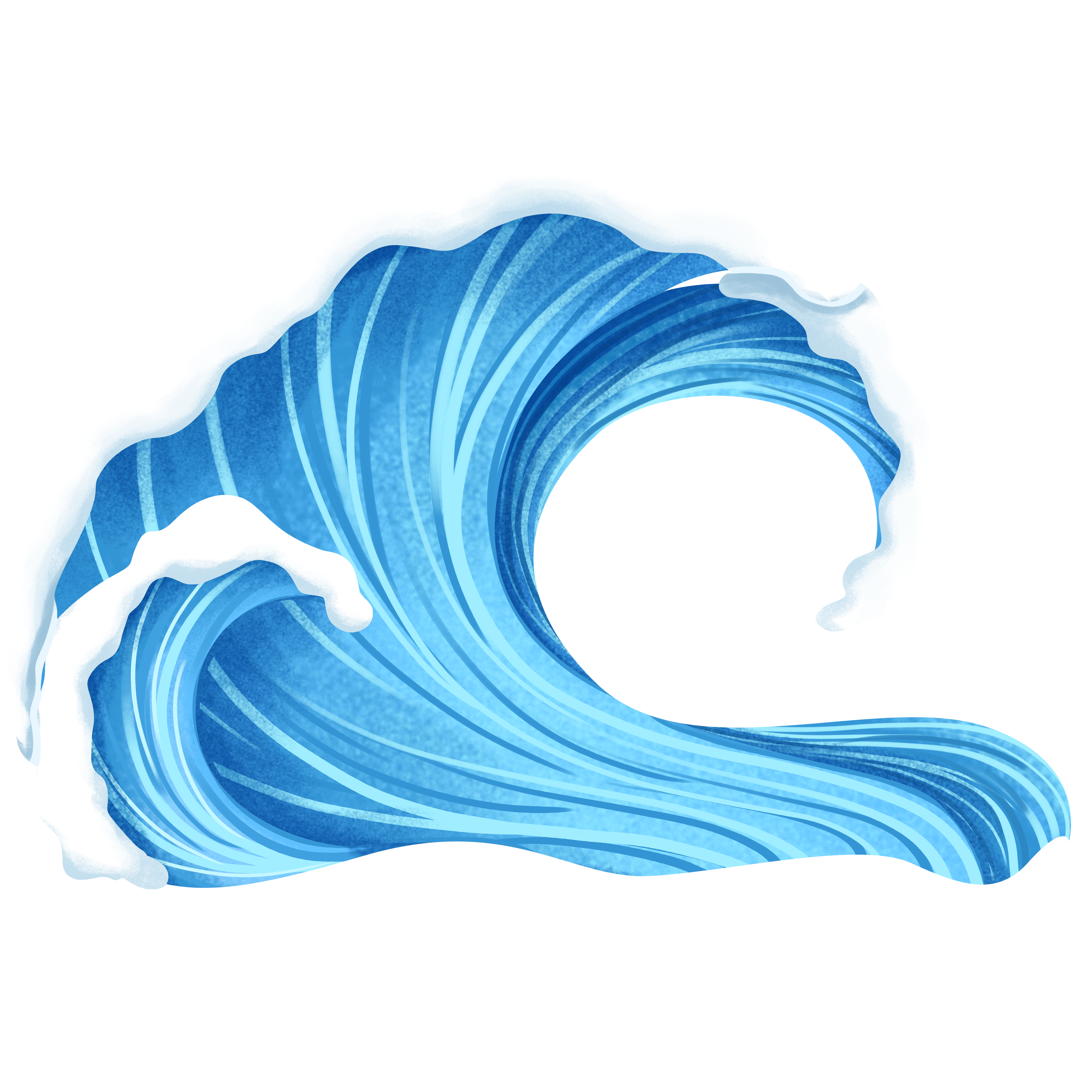 Blue waves and white foam cartoon commercial PNG illustration
