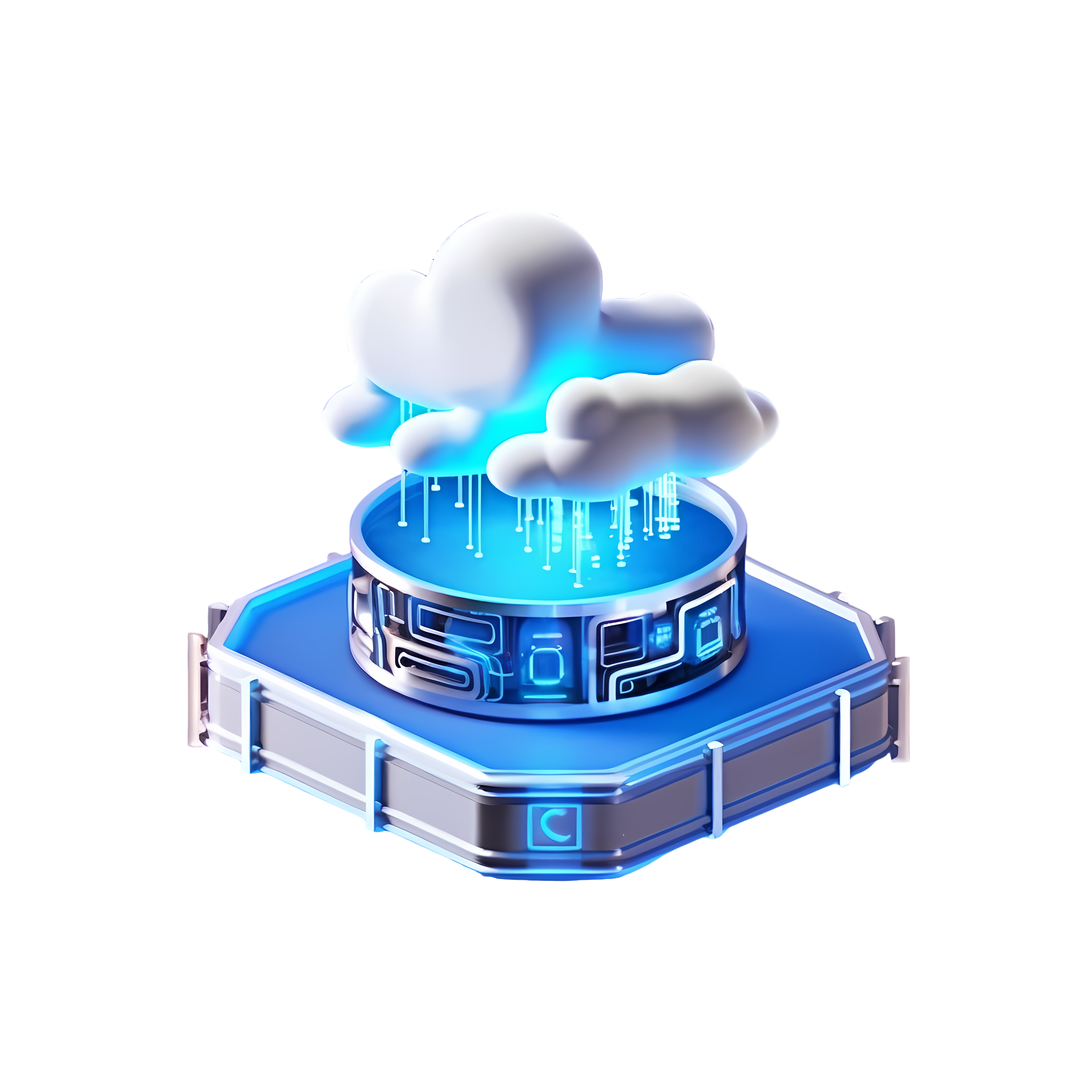 Blue Cybersecurity Cloud Icon Illustration