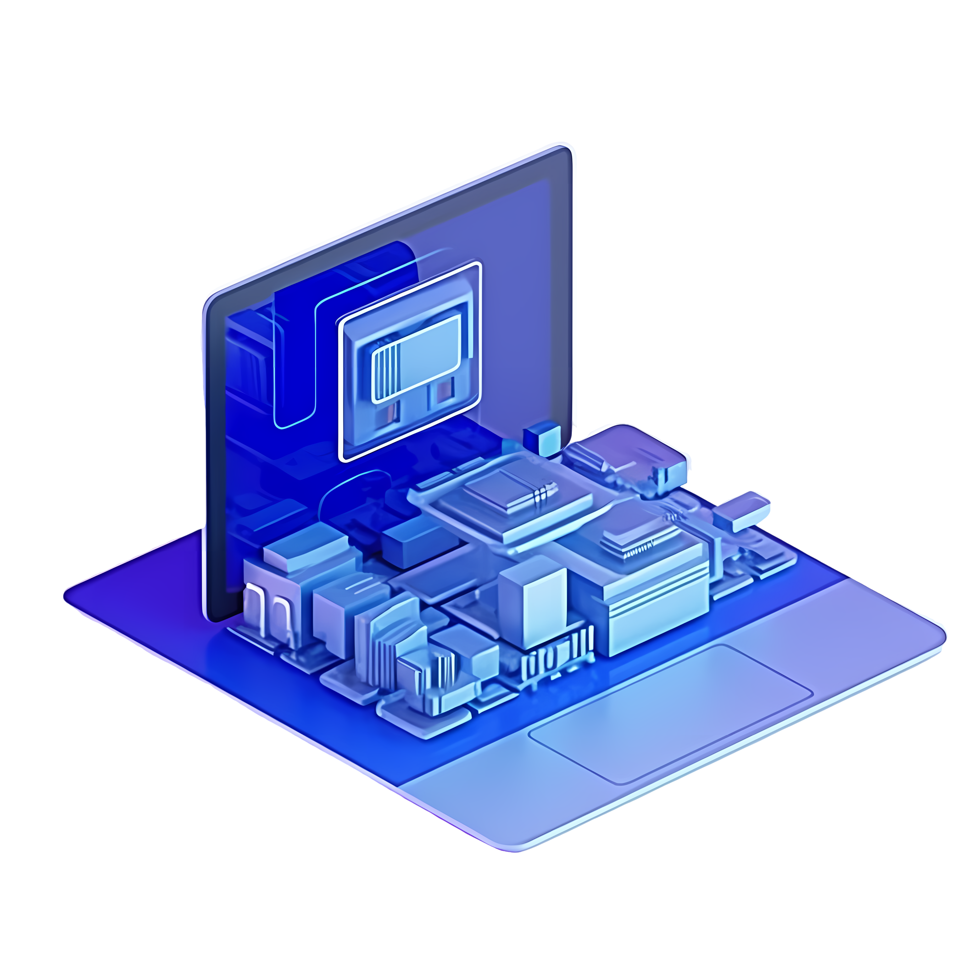 Creative multi-icon blue computer screen material