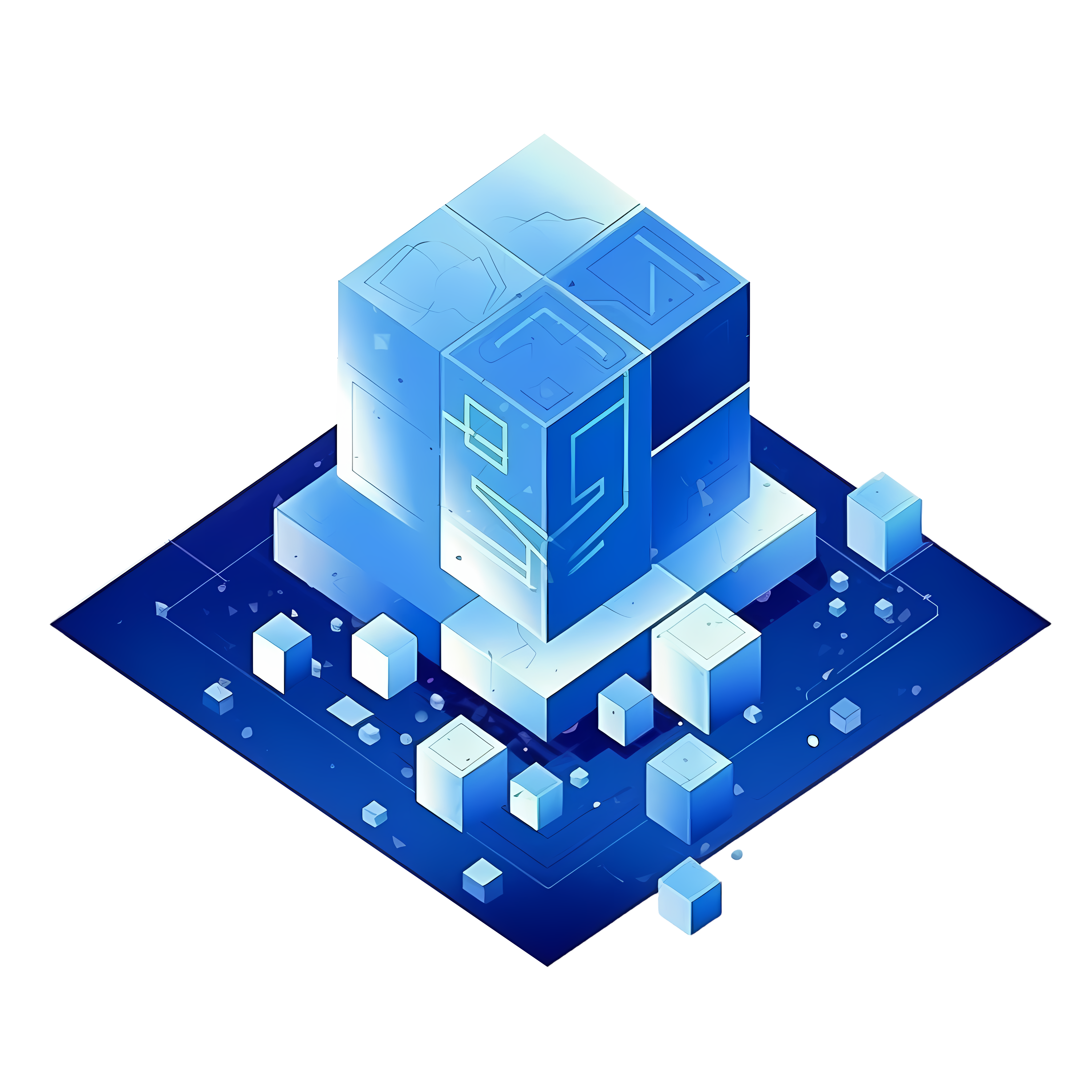 Blue and white gradient futuristic technology square building element