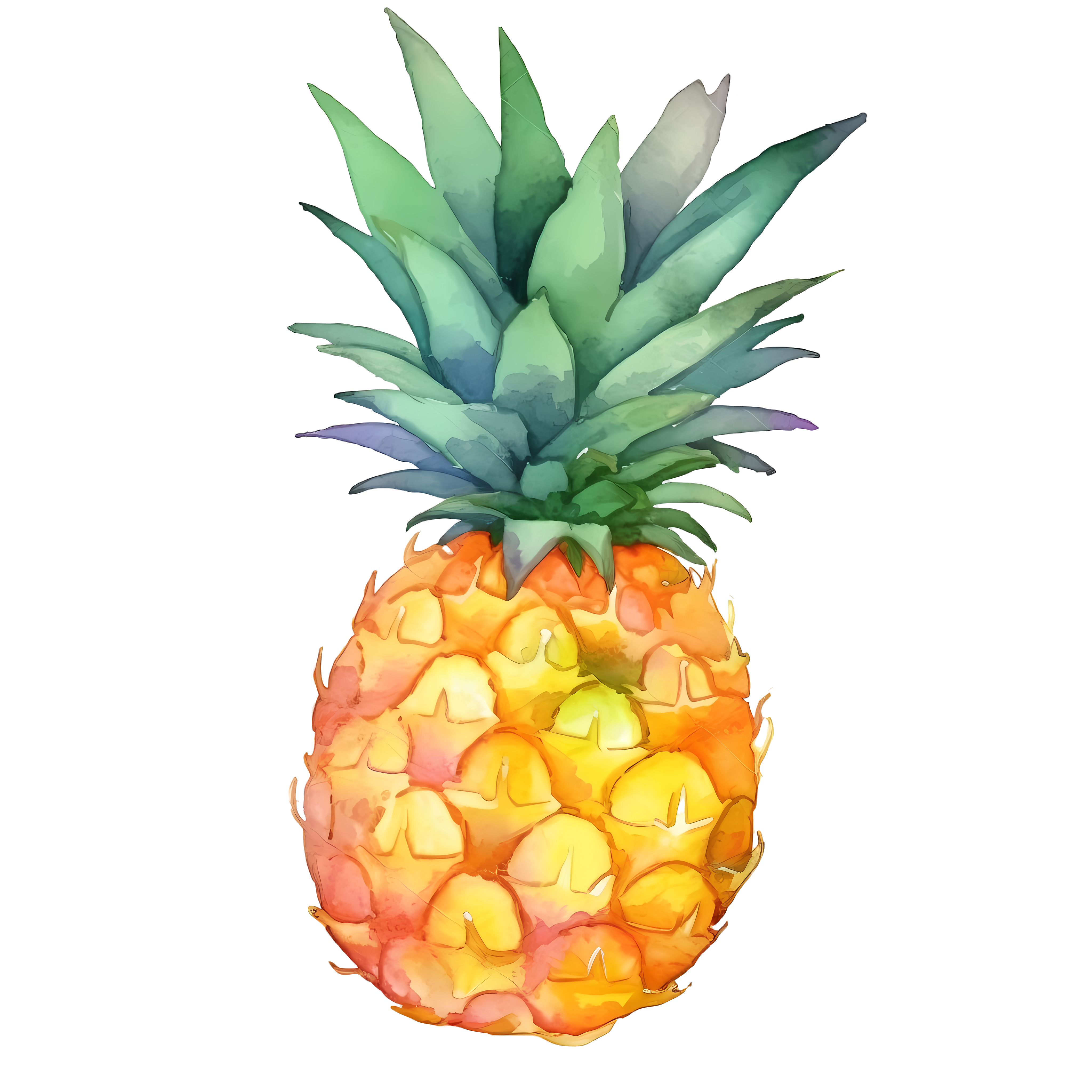 Watercolor Pineapple Commercial PNG Material Illustration