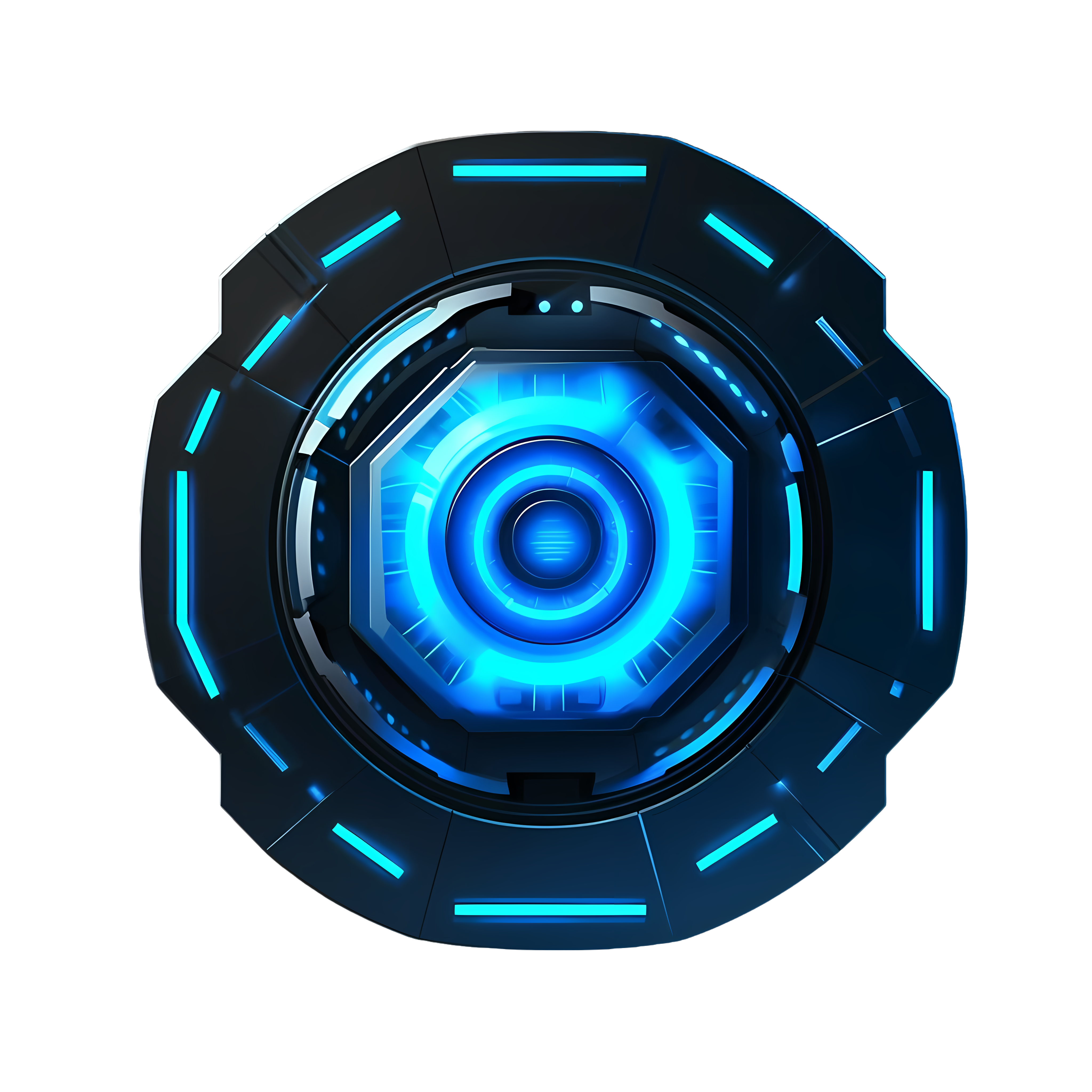 Blue technology-inspired security shield PNG graphic material