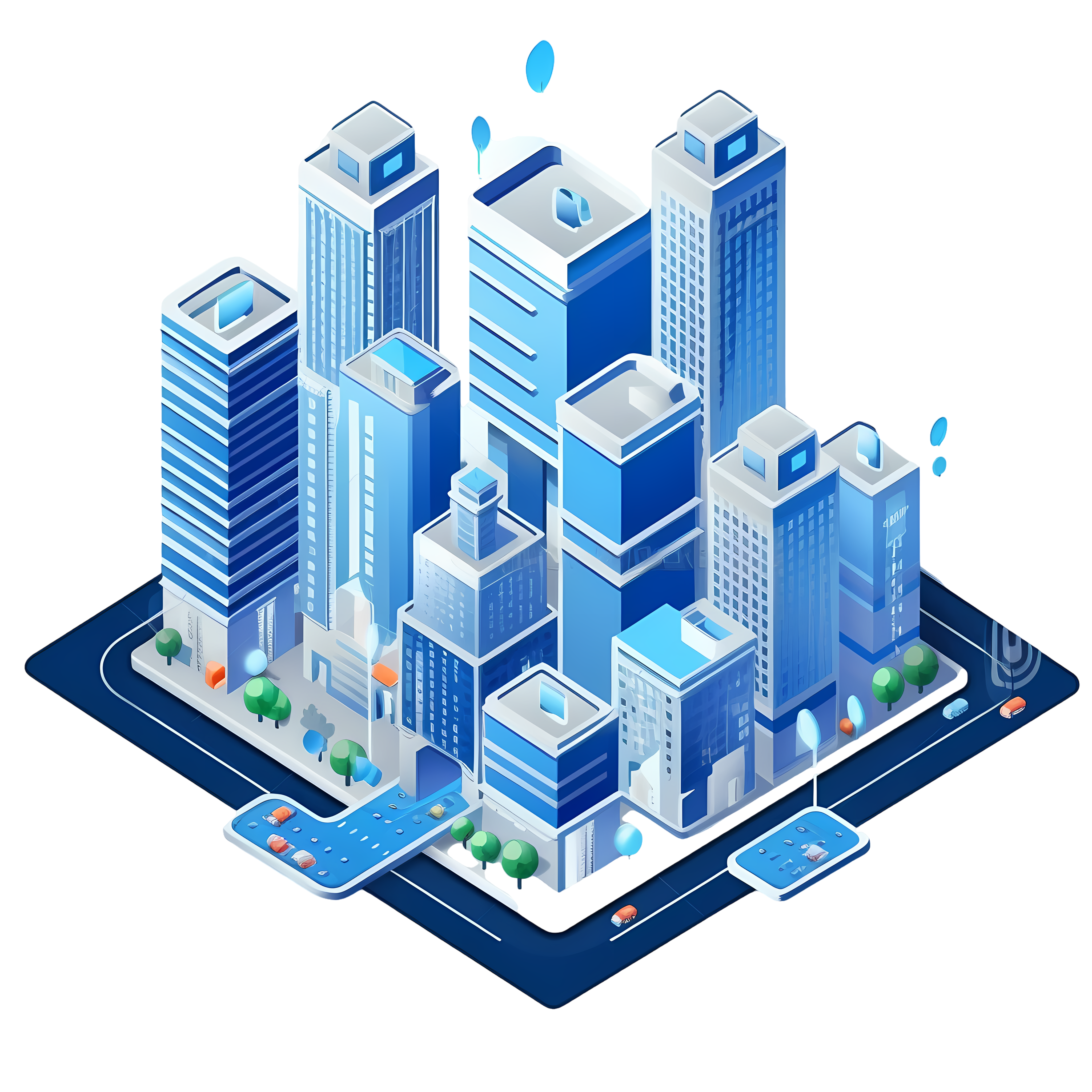 High-definition blue city architectural design materials