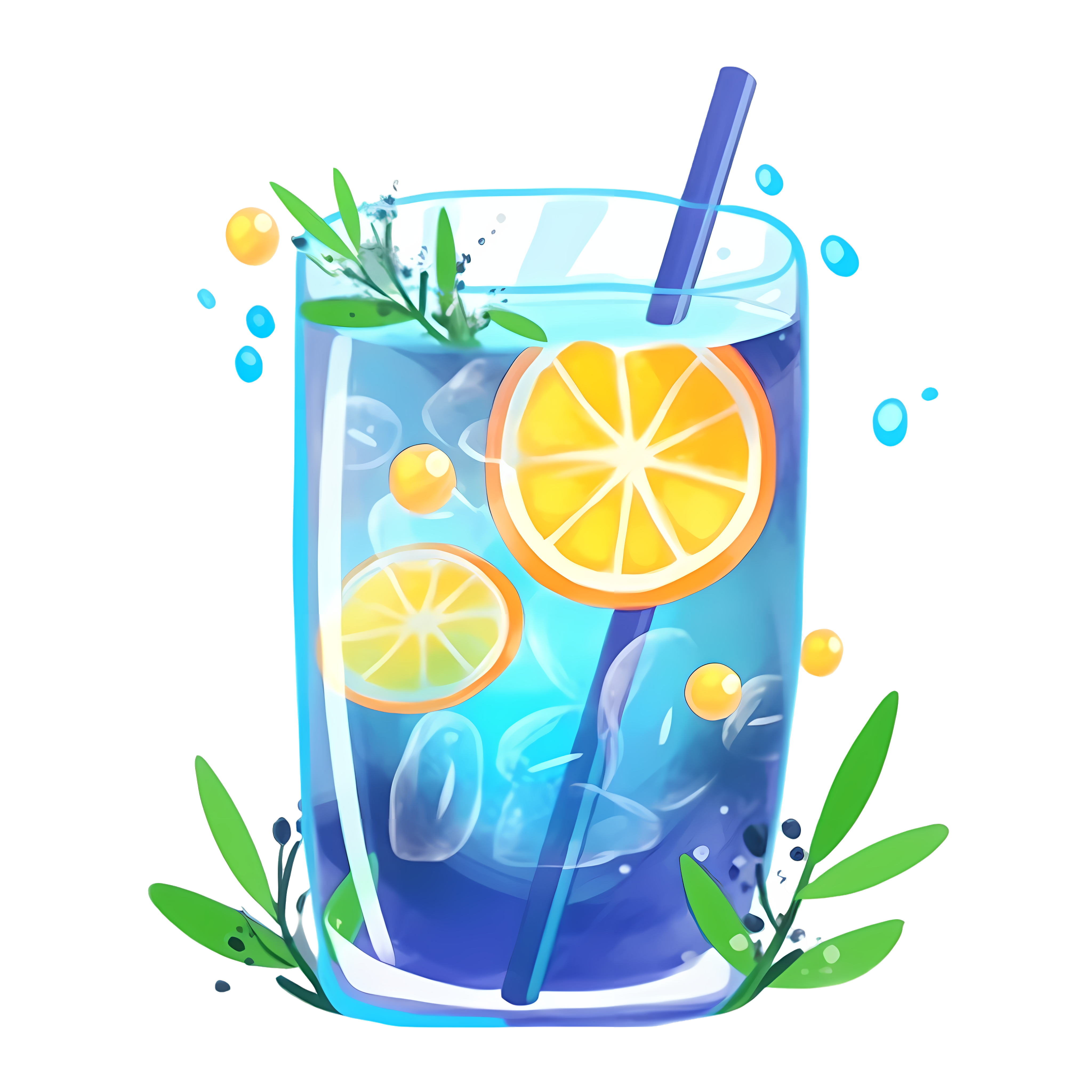 Blue Summer Cold Drink Illustration Material