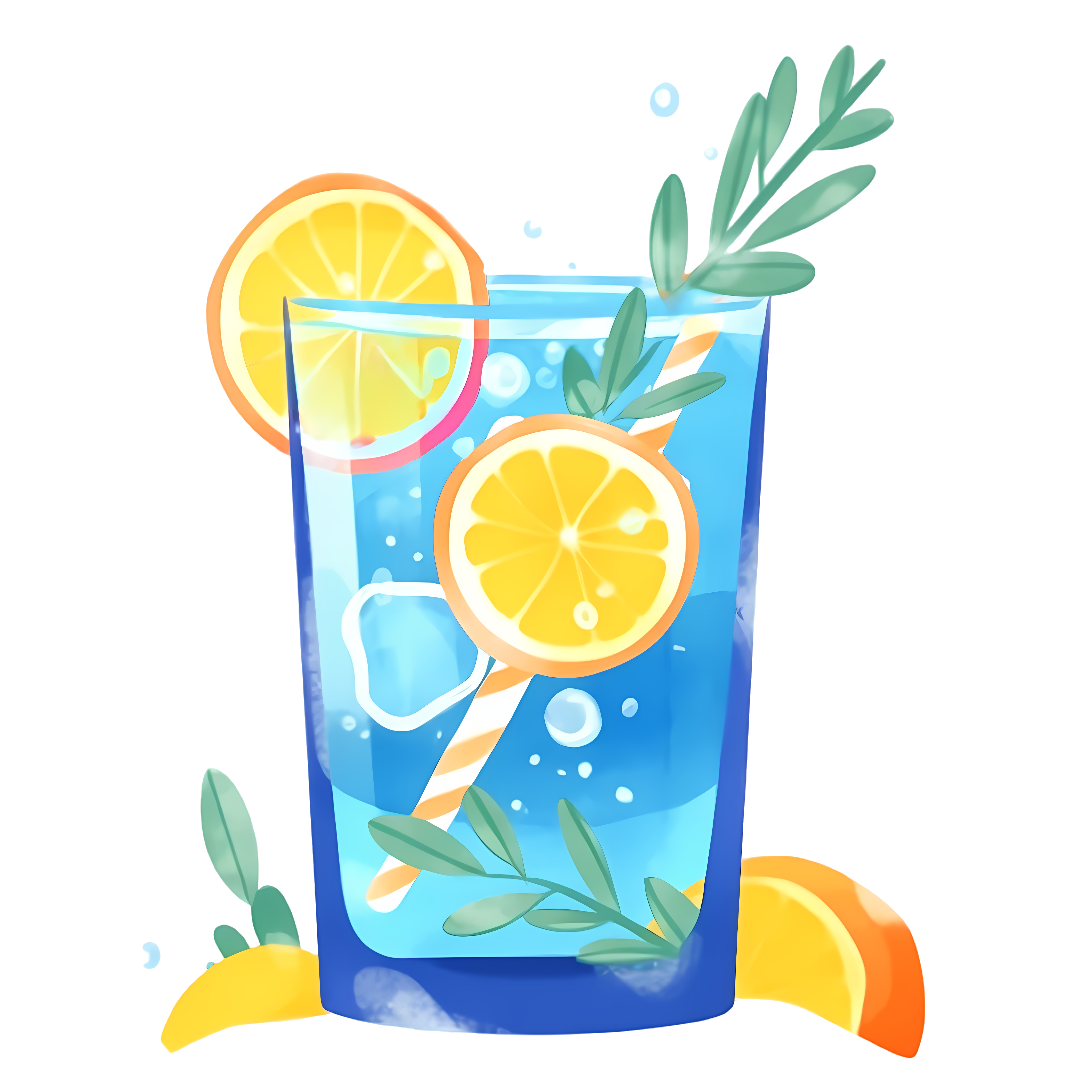 Summer Iced Sparkling Water Illustration Material