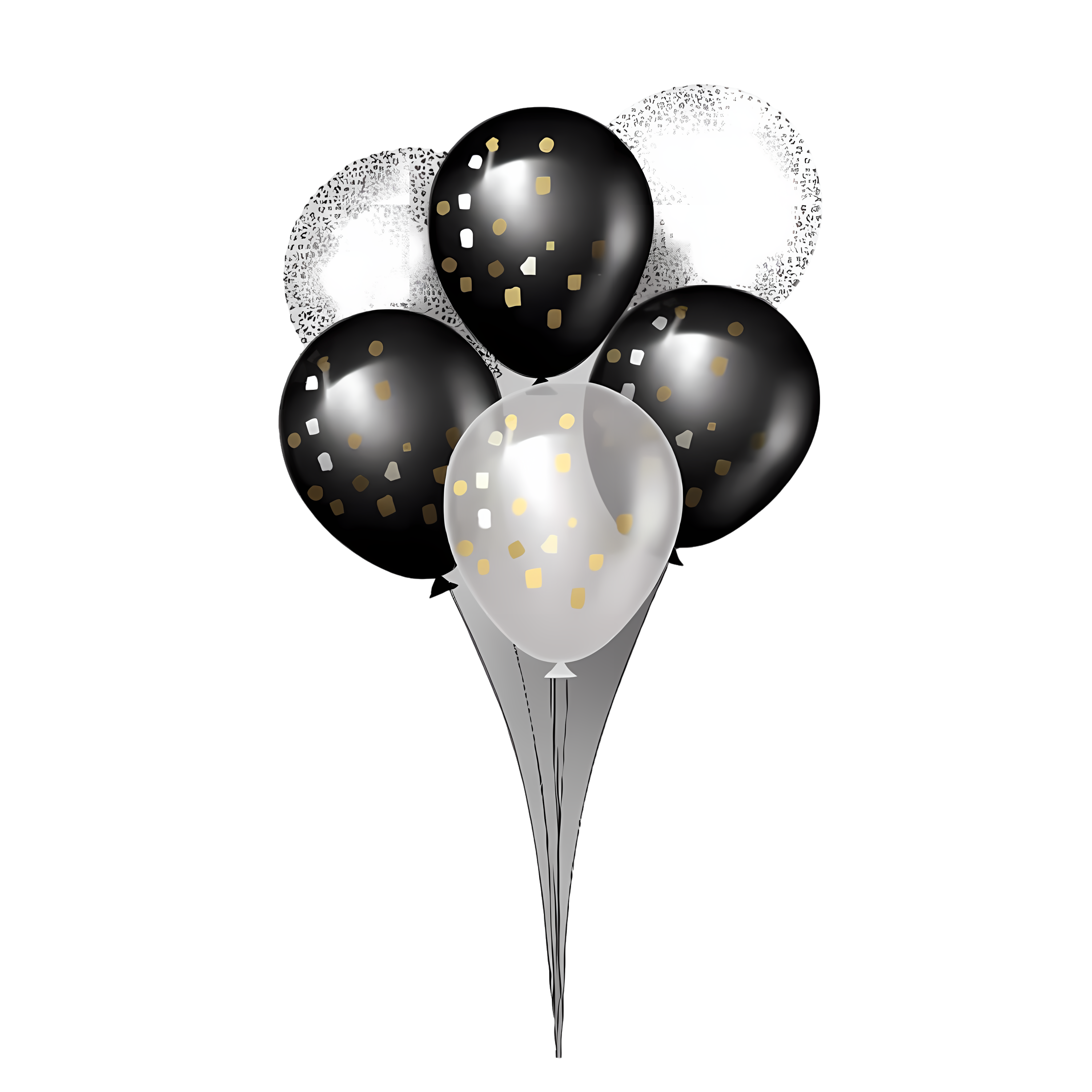 3D black and white balloon illustration elements