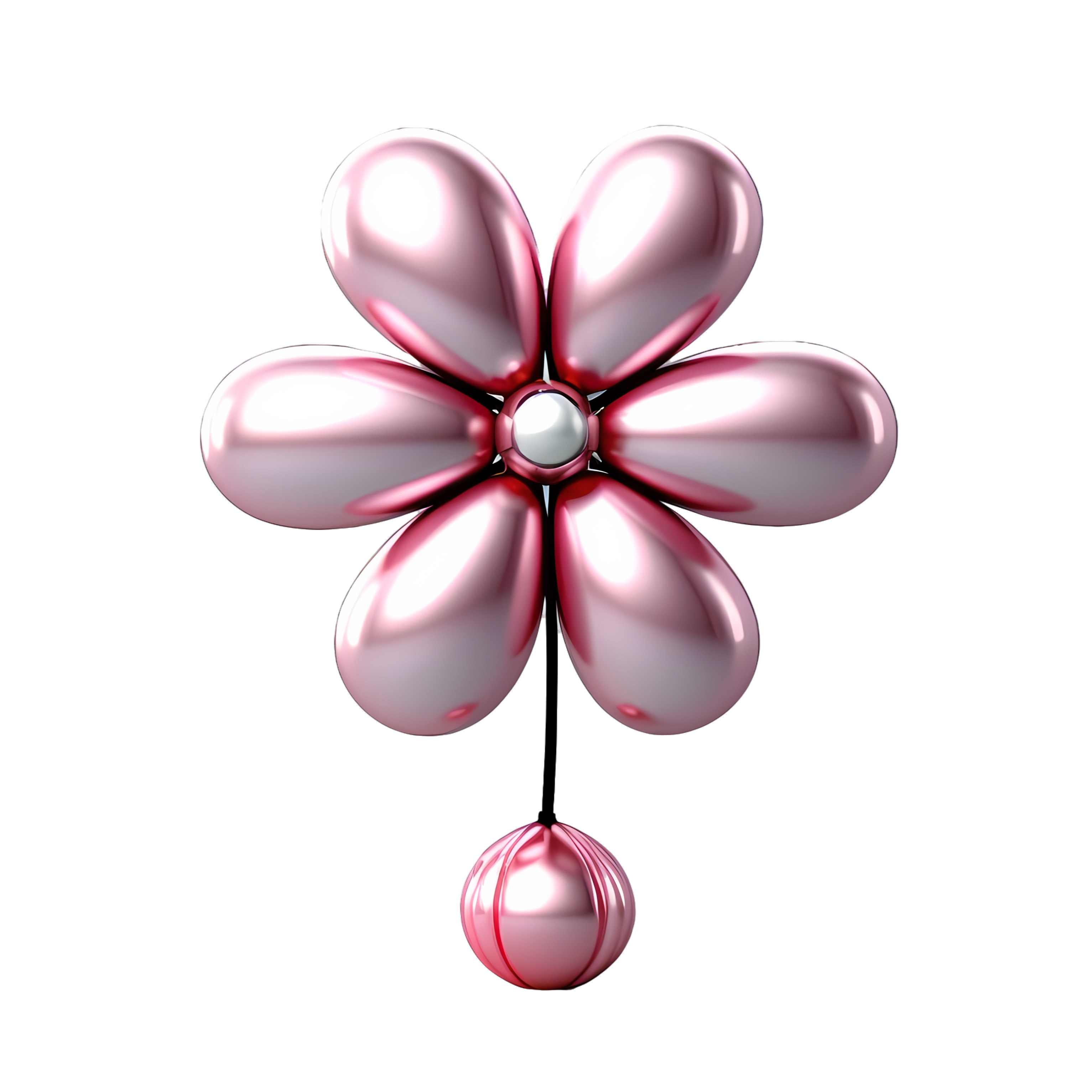 Glossy pink floral pattern balloon high-definition material