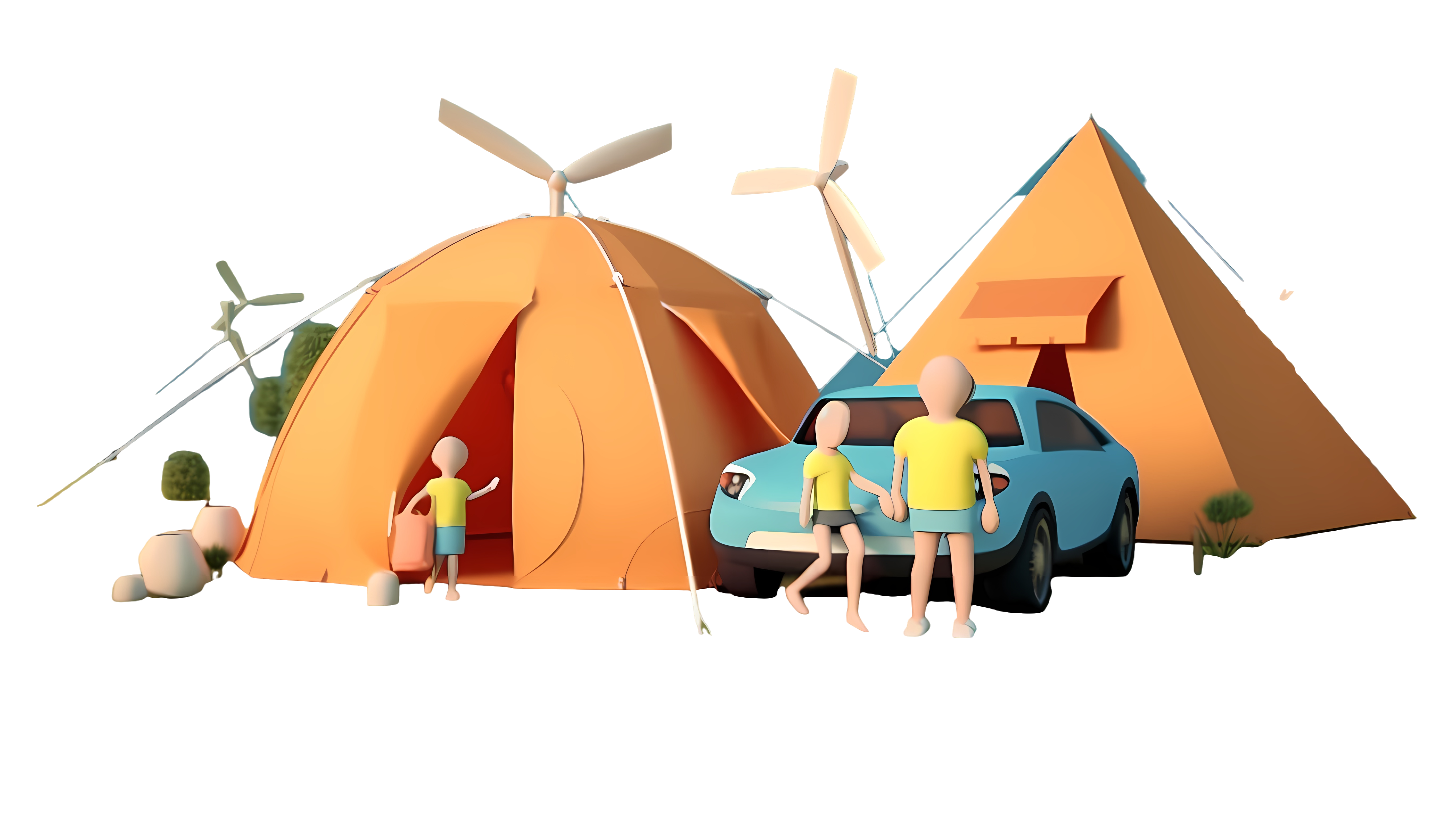 Outdoor Camping Family Illustration Design Materials