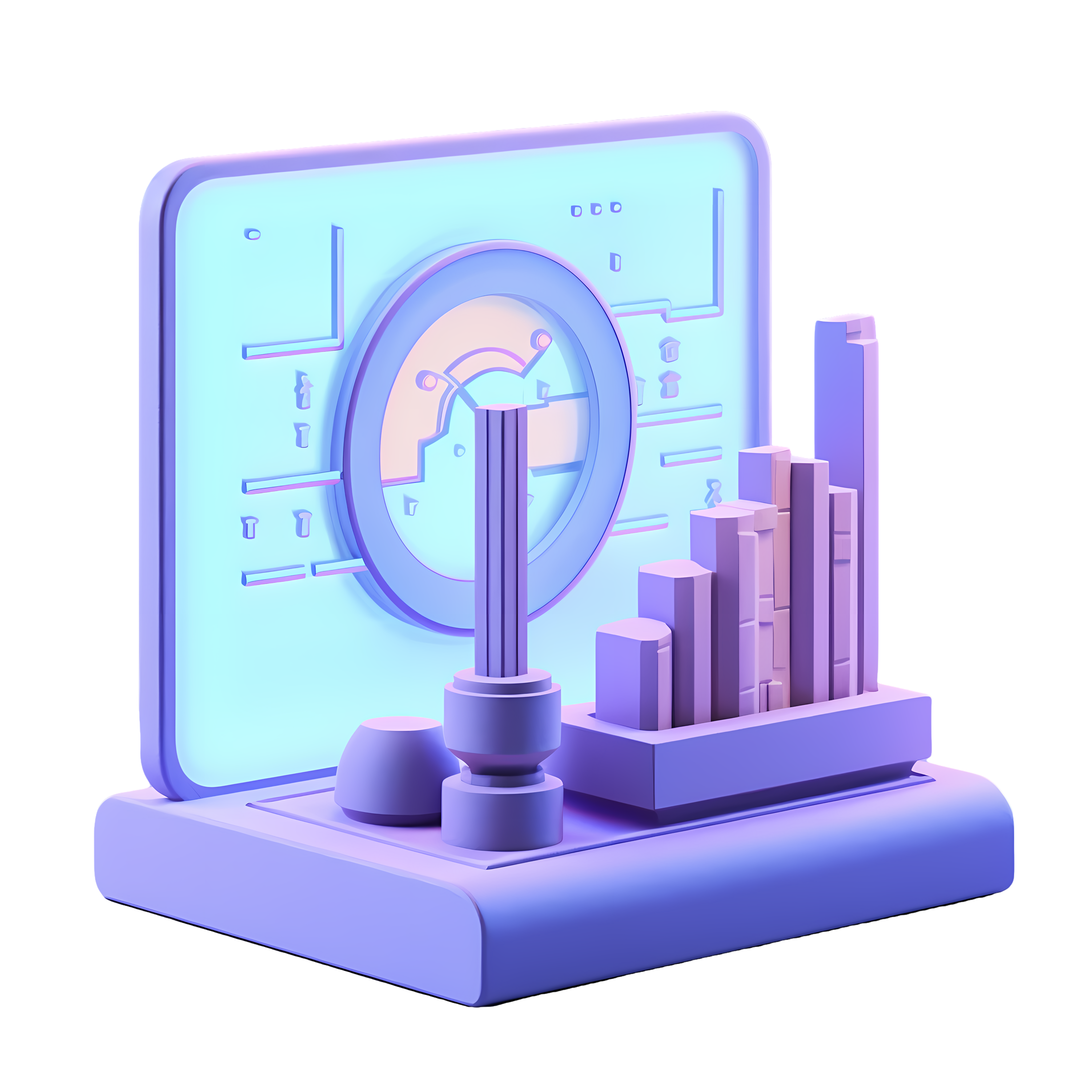 Purple-blue 3D flat intelligent chart display material