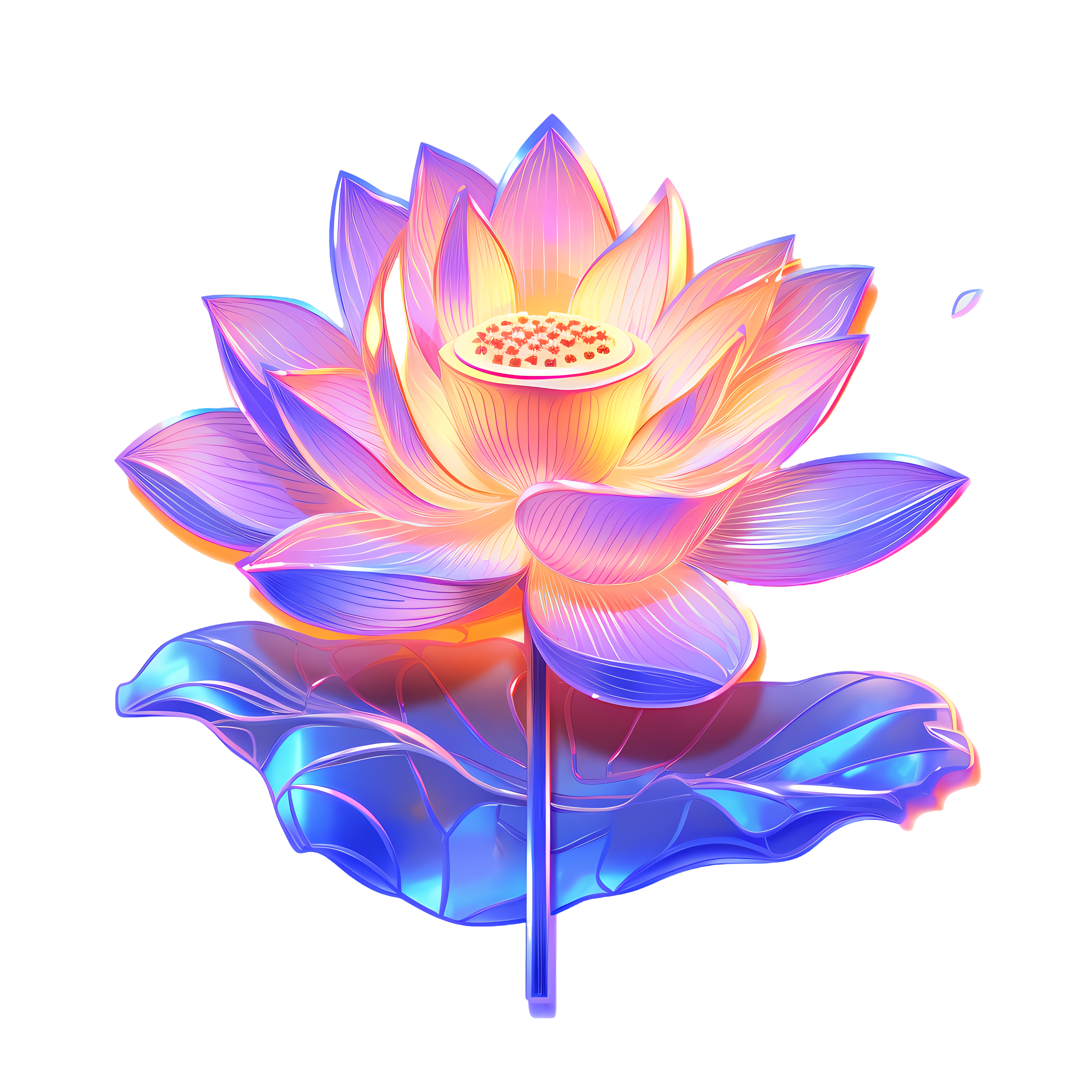Multidimensional Light and Shadow Lotus PNG Element