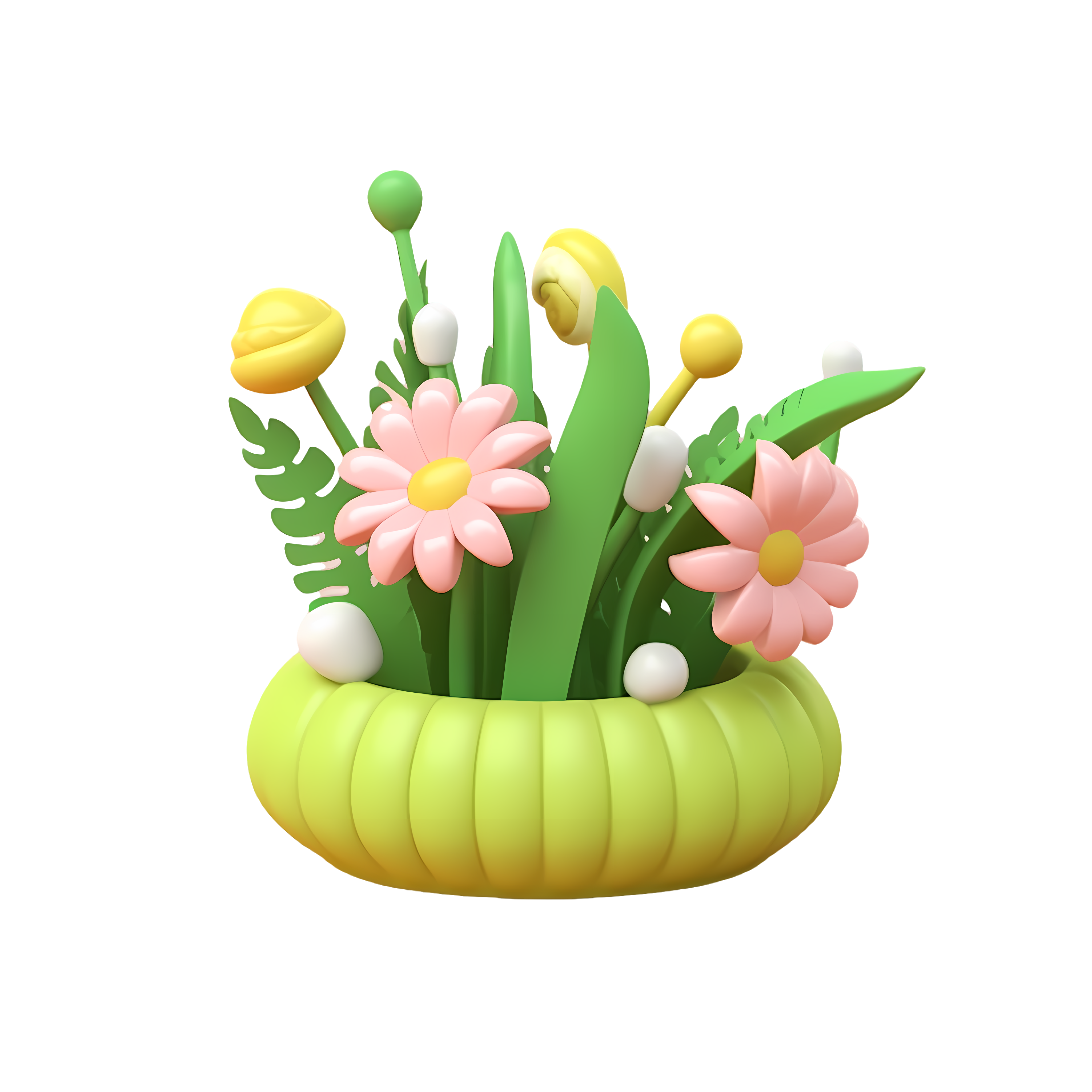 Transparent background candy-colored exquisite garden 3D model illustration