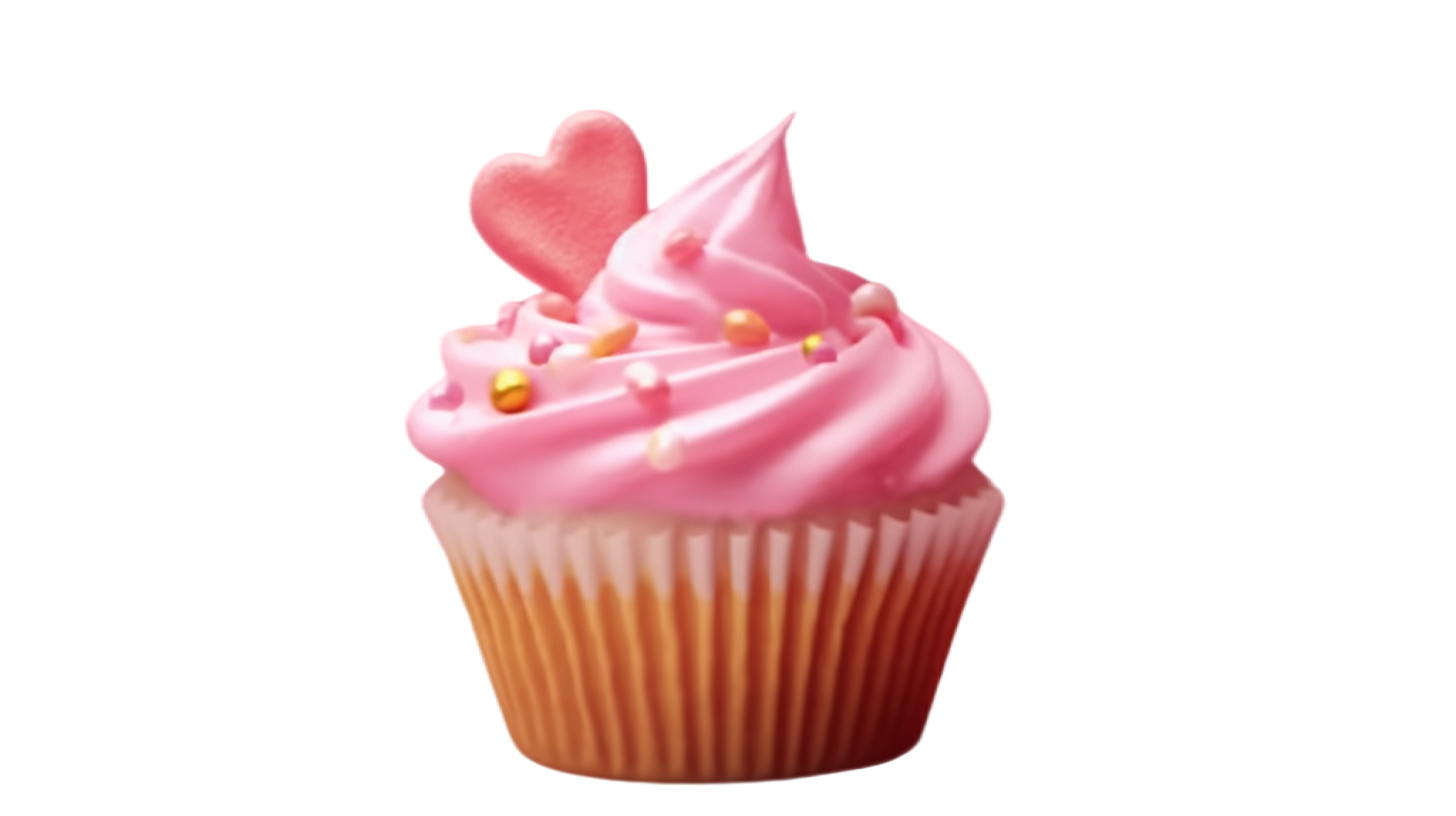 Pink heart-shaped decorative frosting cupcake material