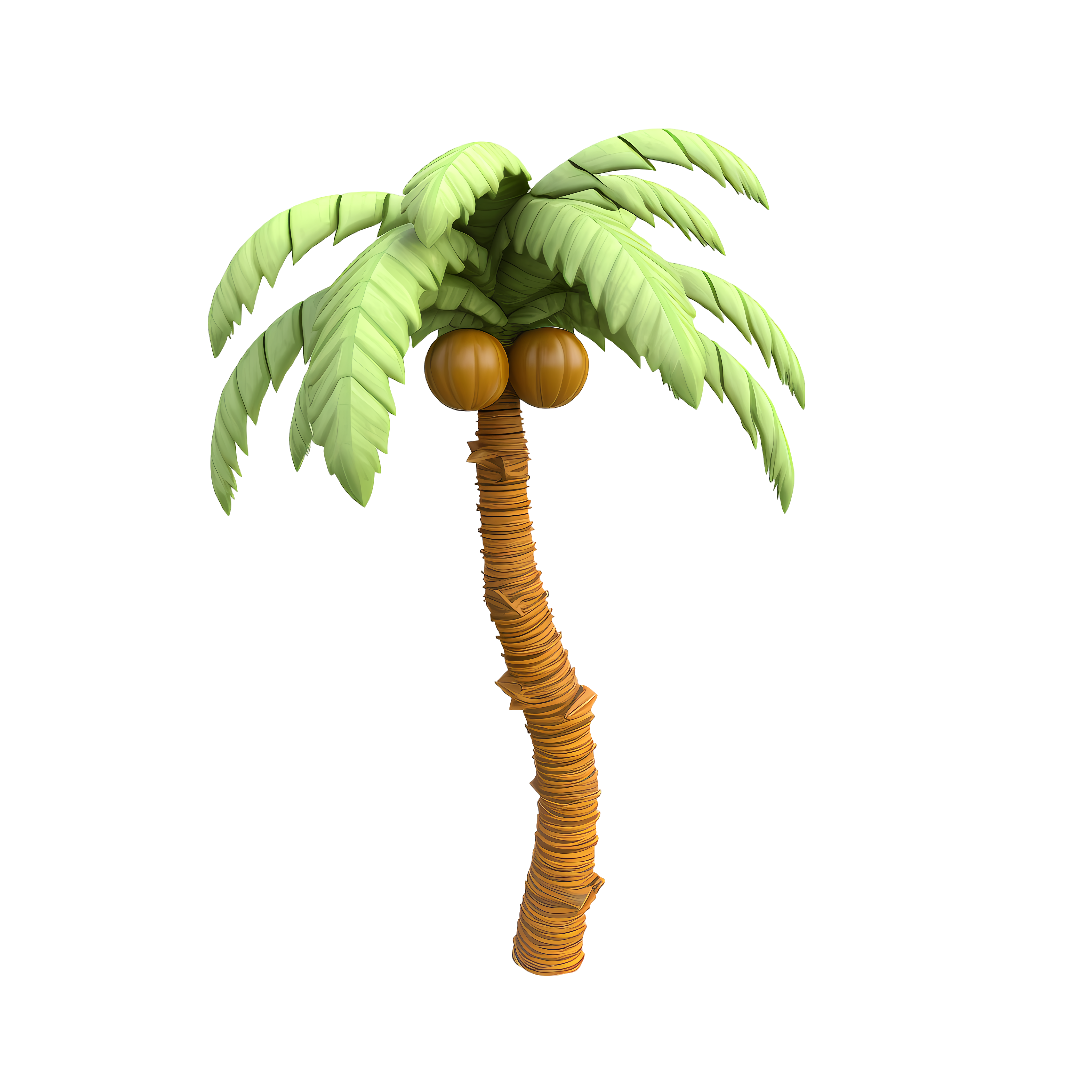 Cartoon style palm tree 3D model material