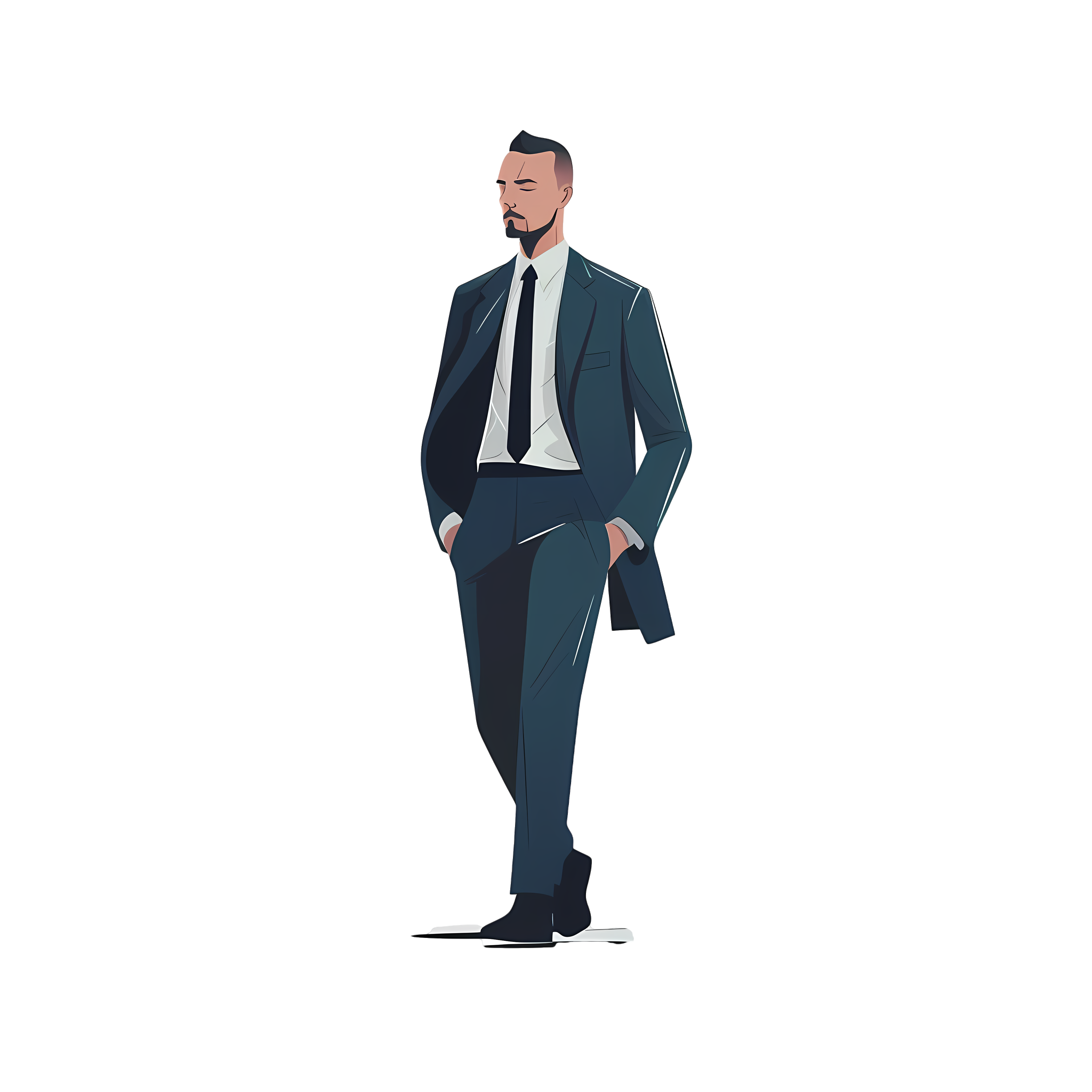 Transparent background hand-drawn illustration of successful people