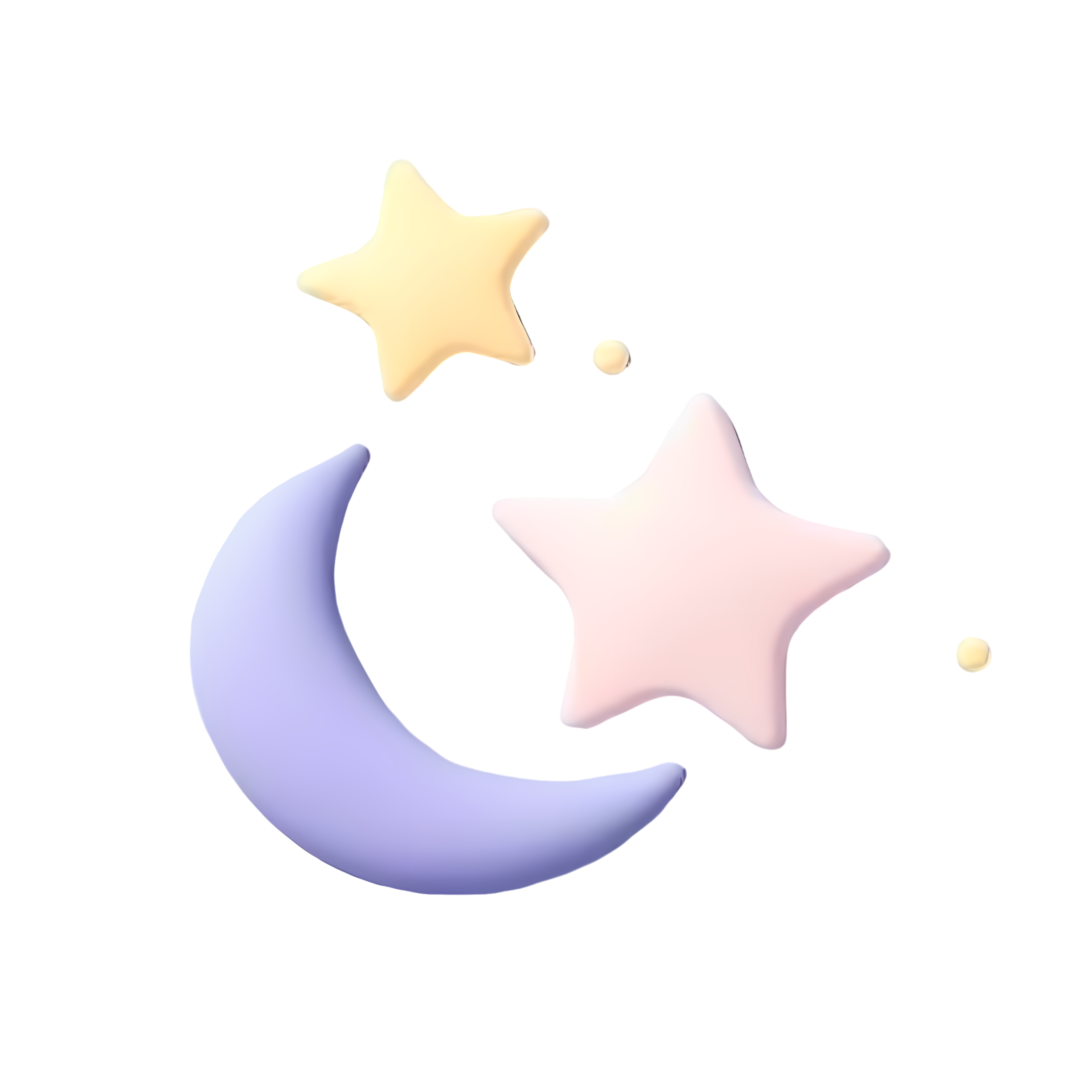 Hand-drawn 3D materials of the moon and stars