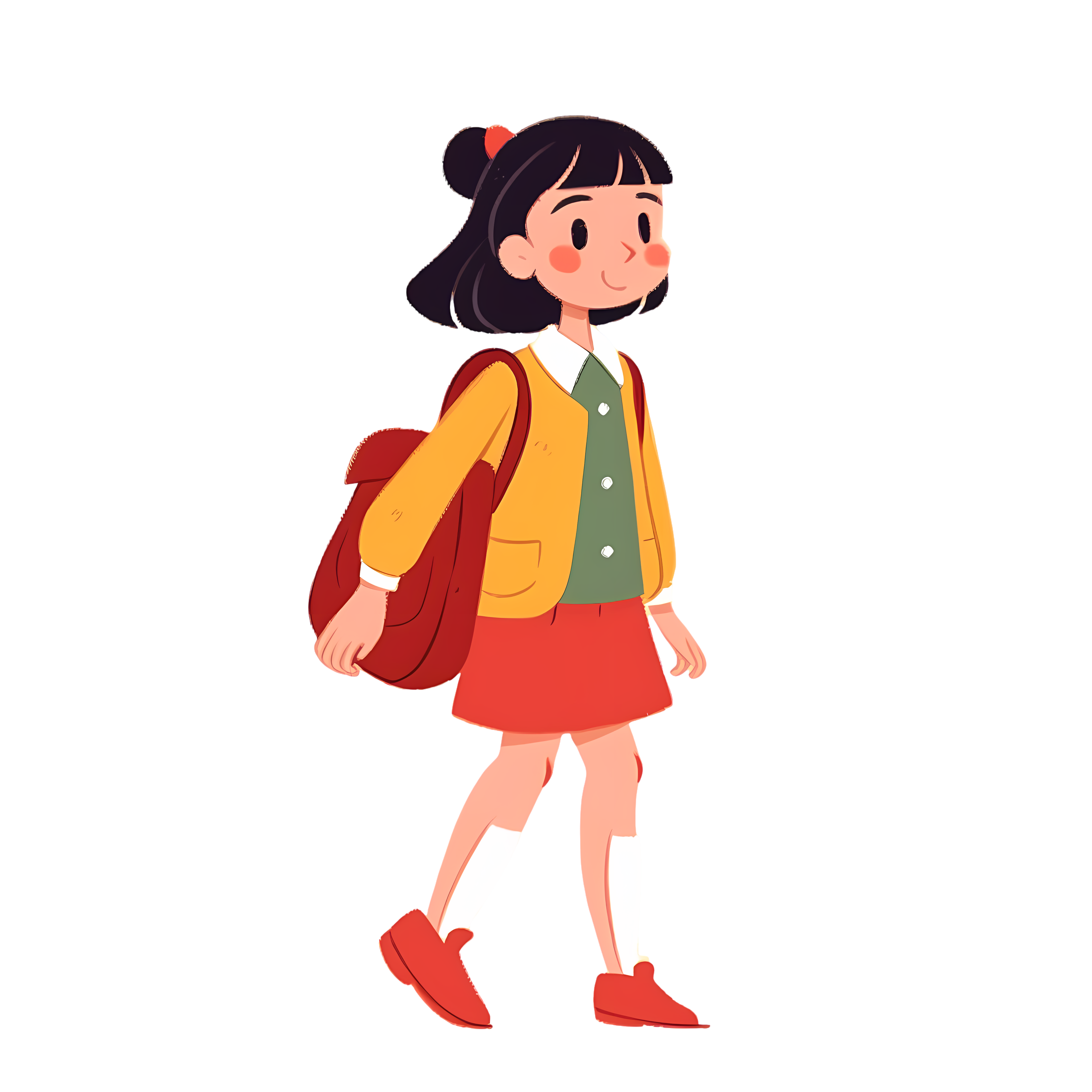 Transparent background backpack female student illustration elements