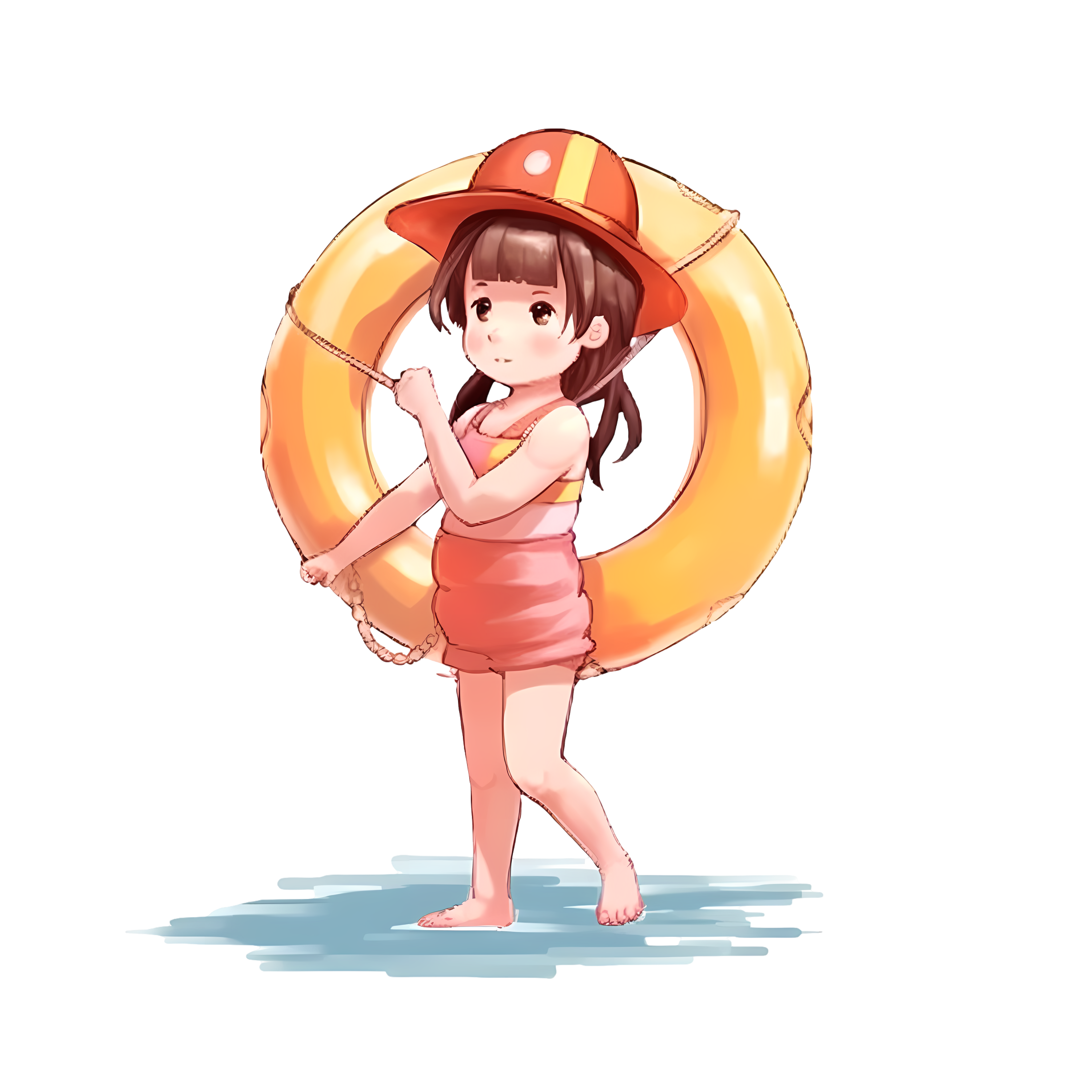 Creative illustration of a little girl swimming for commercial use