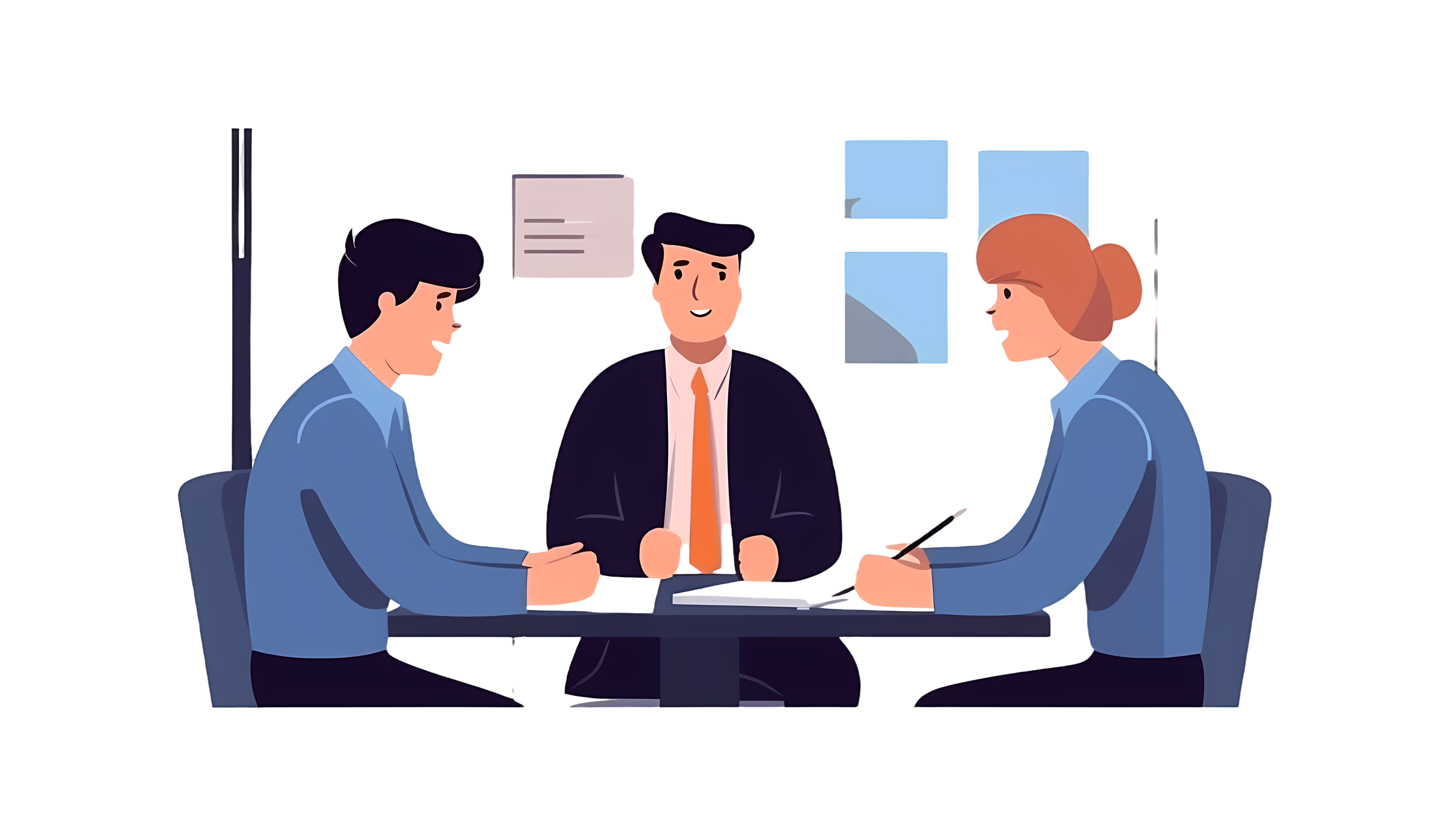 High-definition graphic material design of three people sitting together