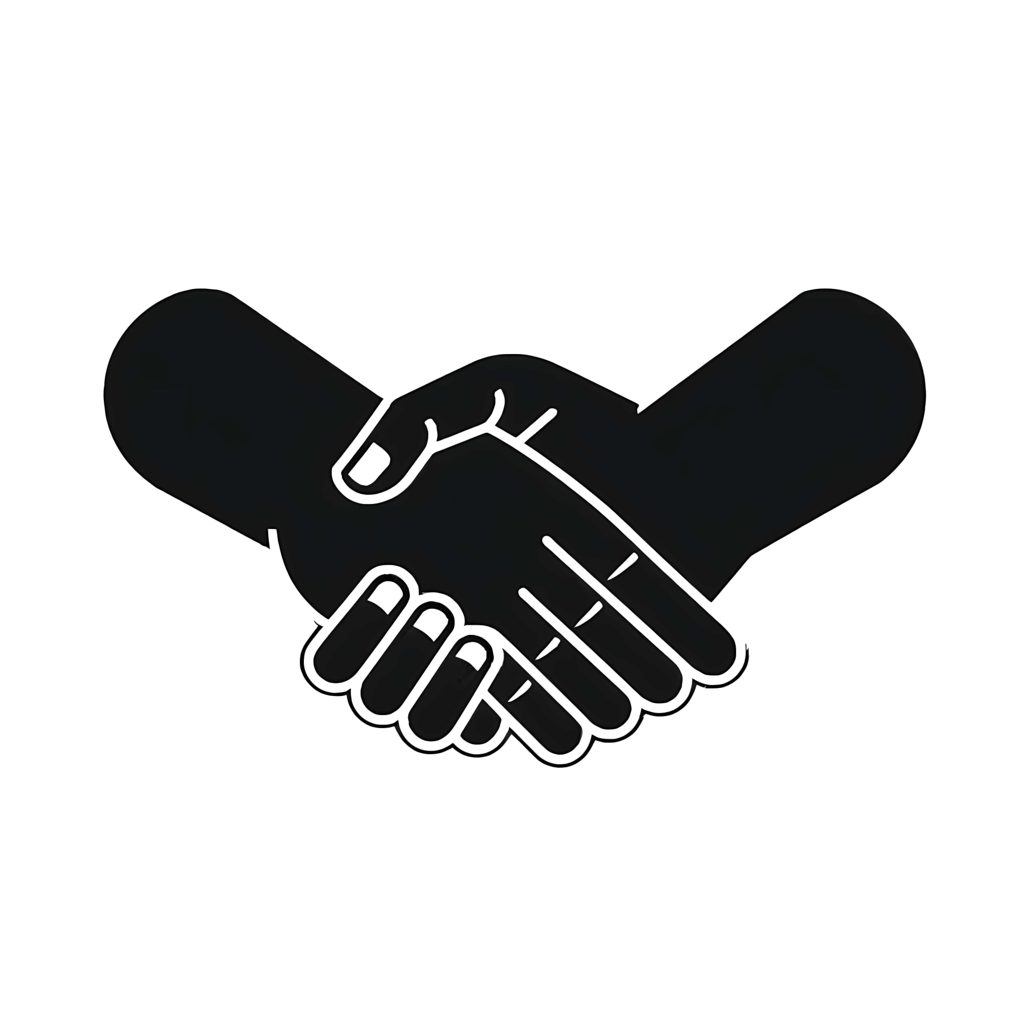 Black and white handshake icon PNG material