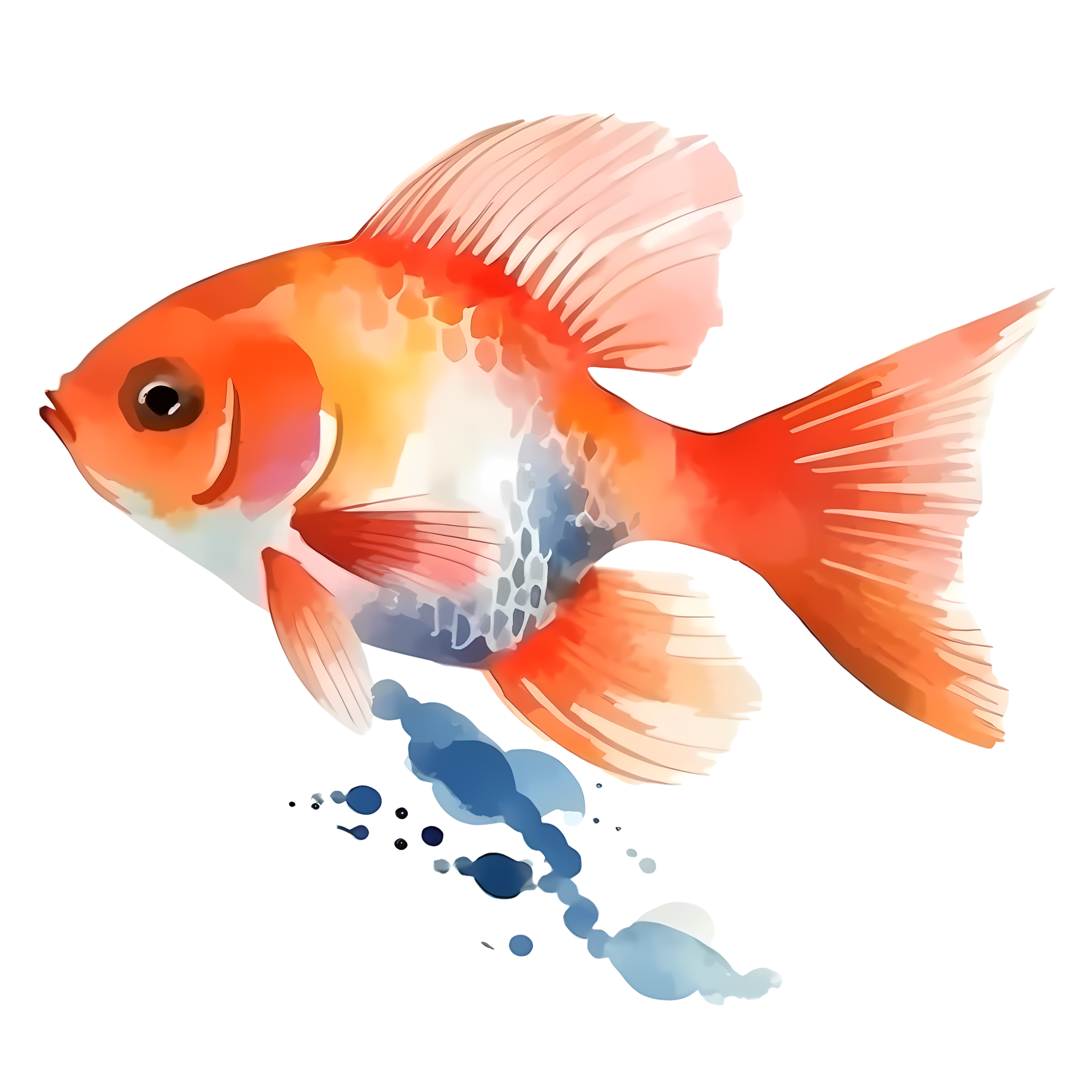 Watercolor Cartoon Fish Vector Material