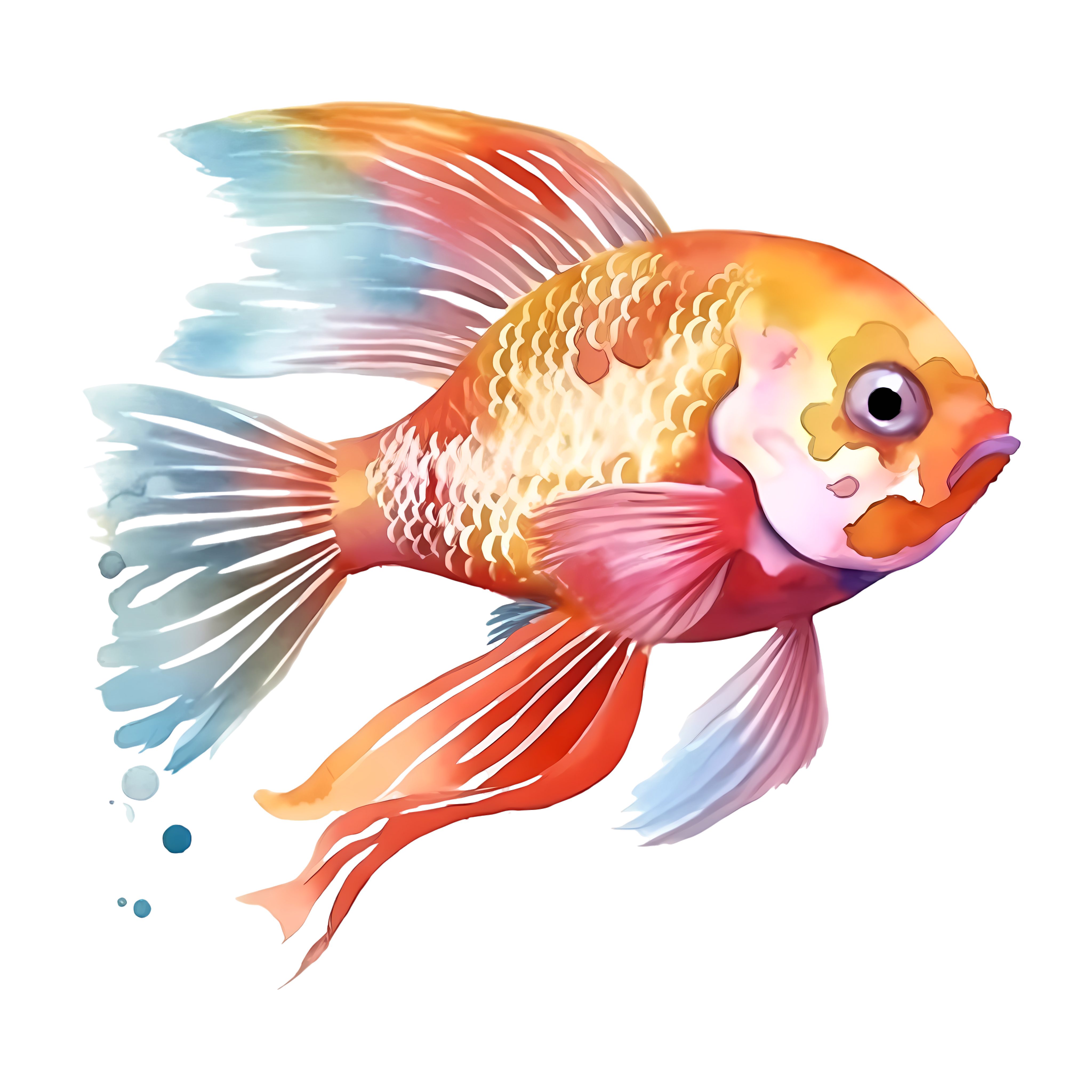 Watercolor cartoon fish material Watercolor cartoon fish element images