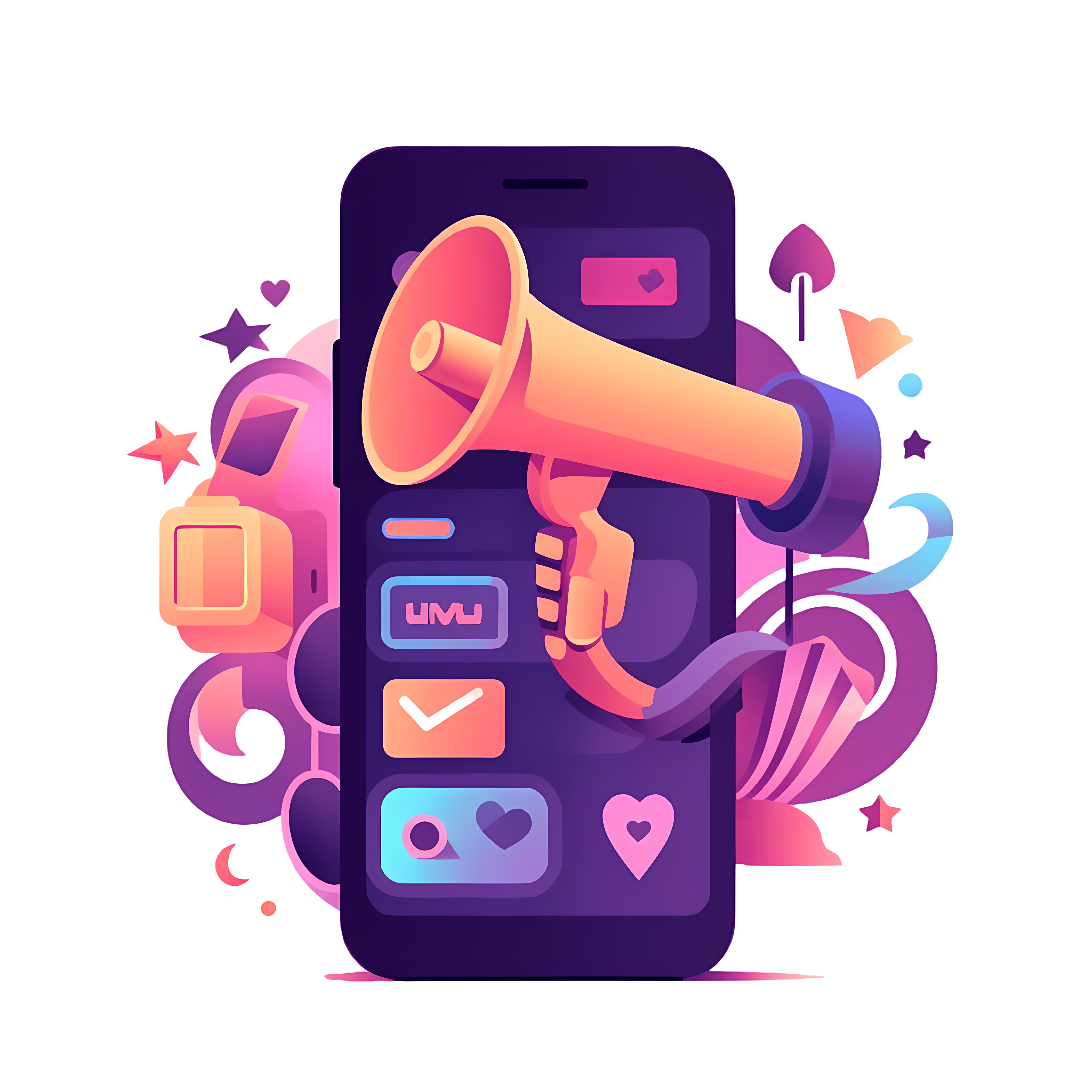 Creative design mobile phone amplifier PNG high-definition material