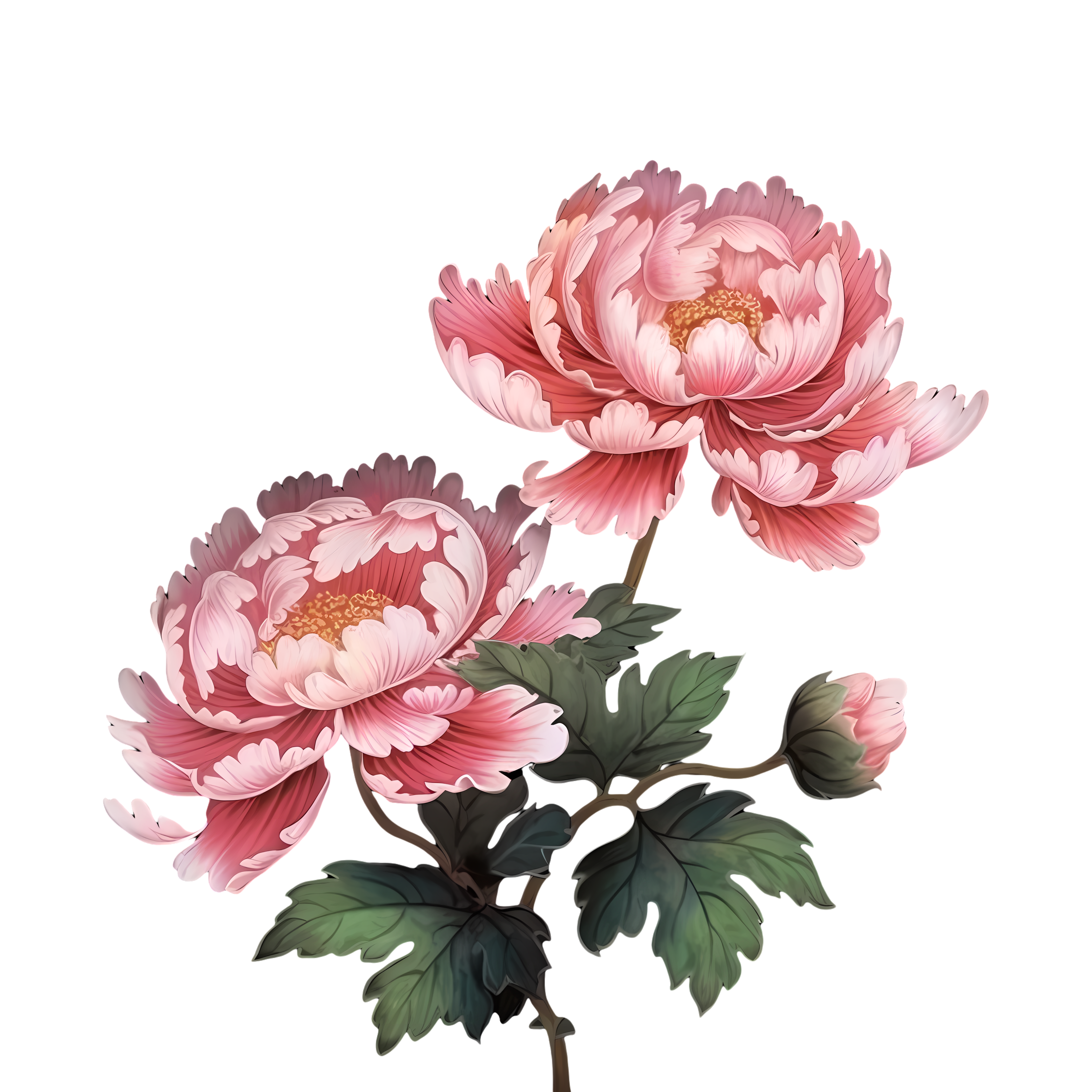 Elegant Breeze: Pink Flower Painting PNG Material