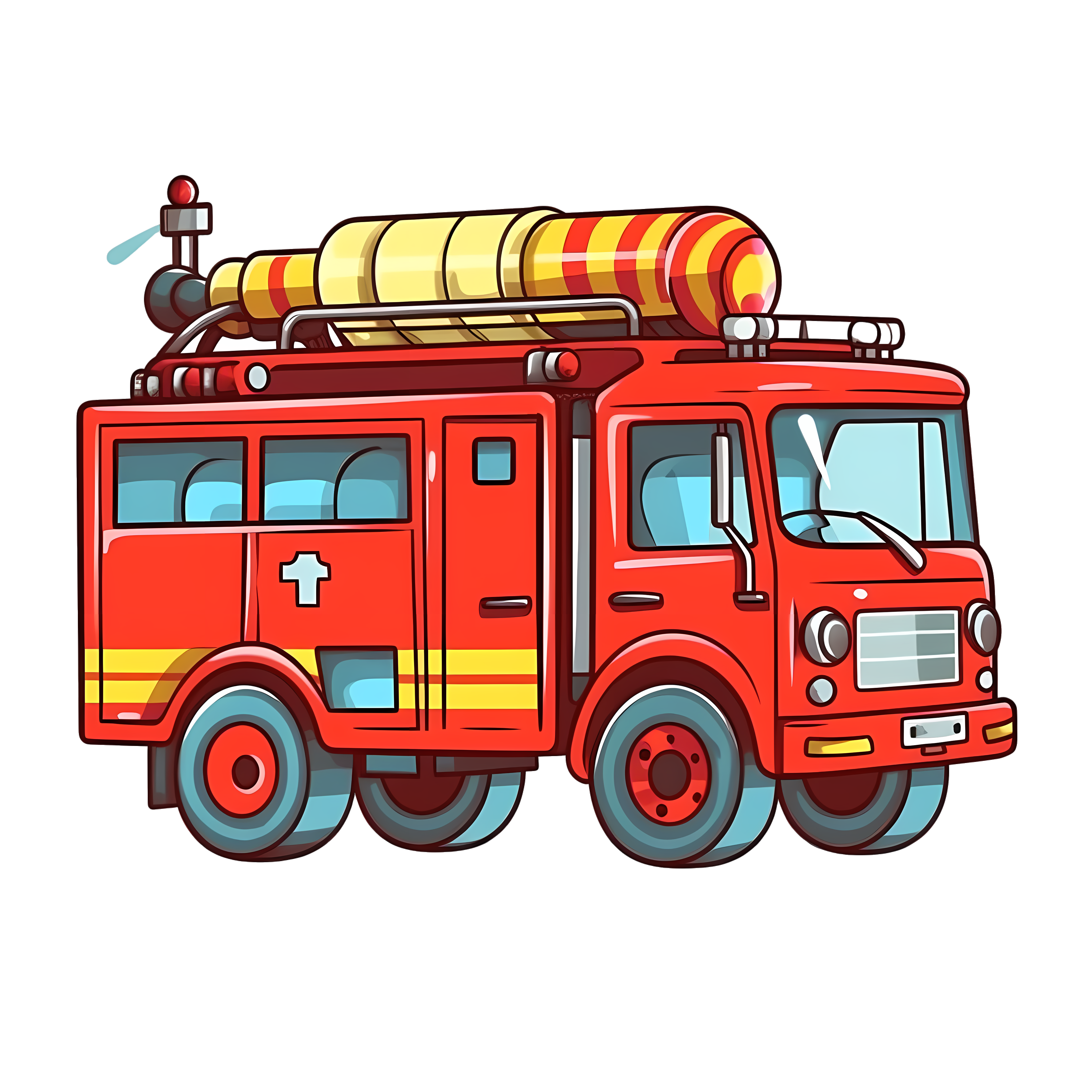Red fire truck cartoon illustration
