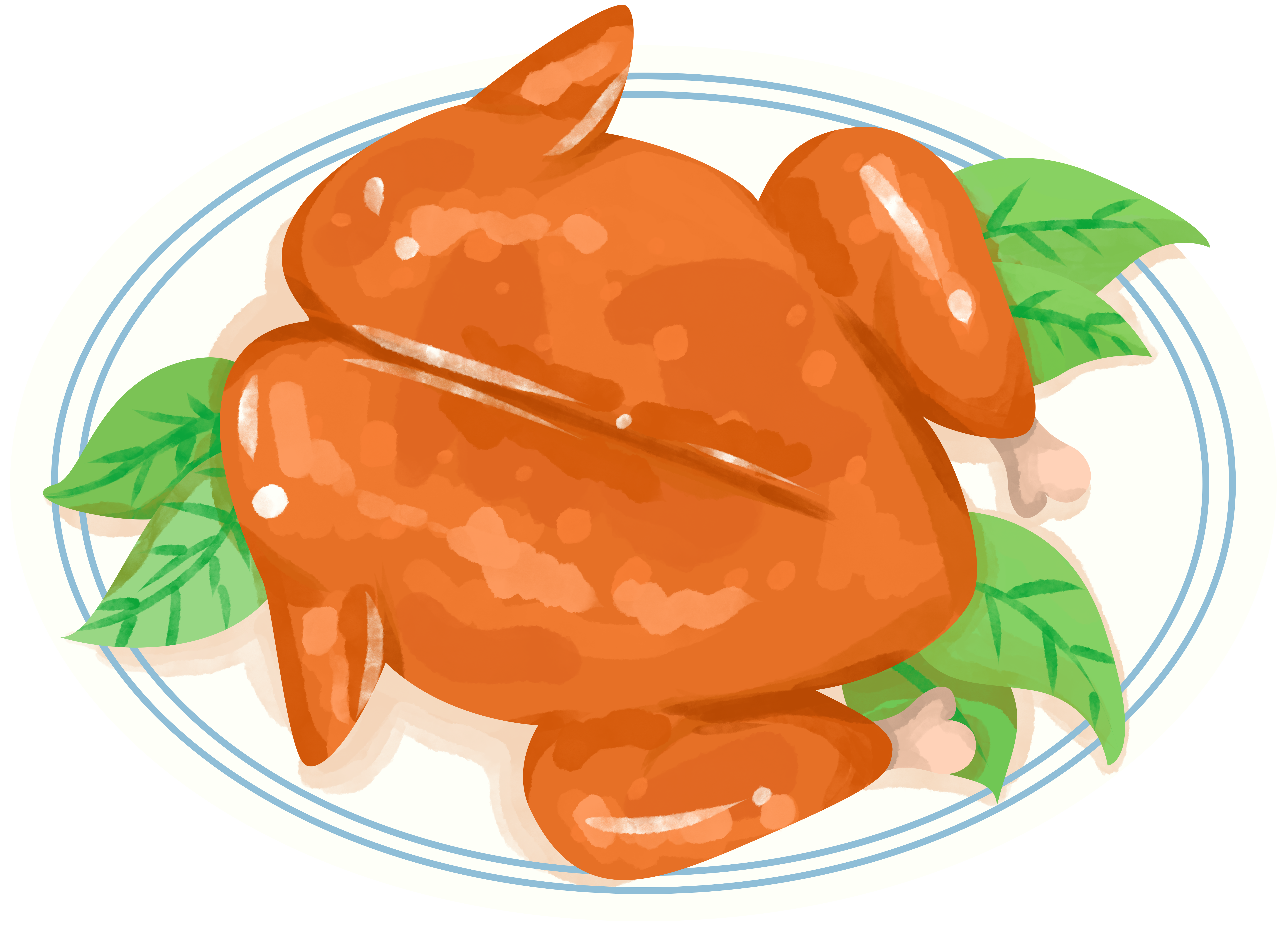 Attractive cartoon roasted chicken graphic material